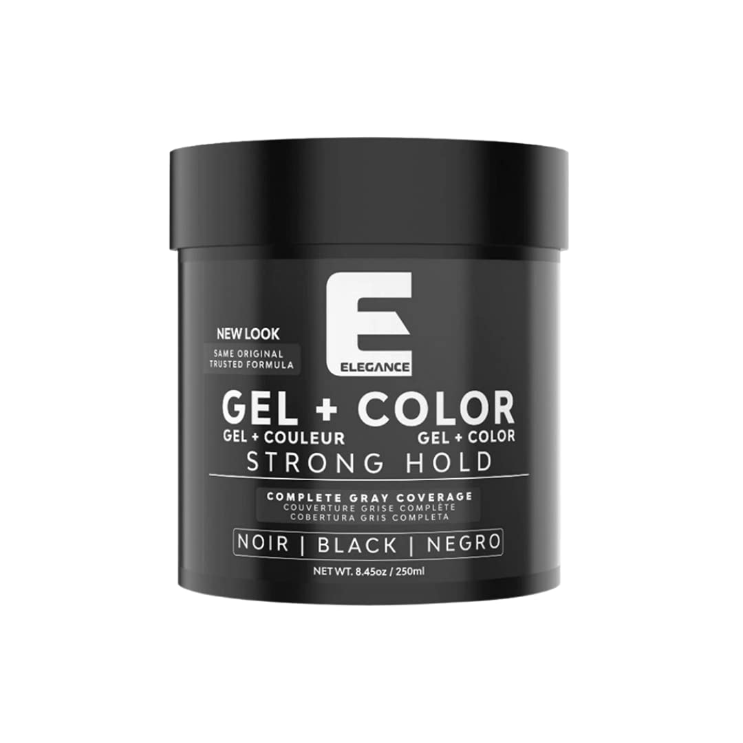 E Elegance Black Color Hair Styling Gel Strong Hold 8.45 Oz