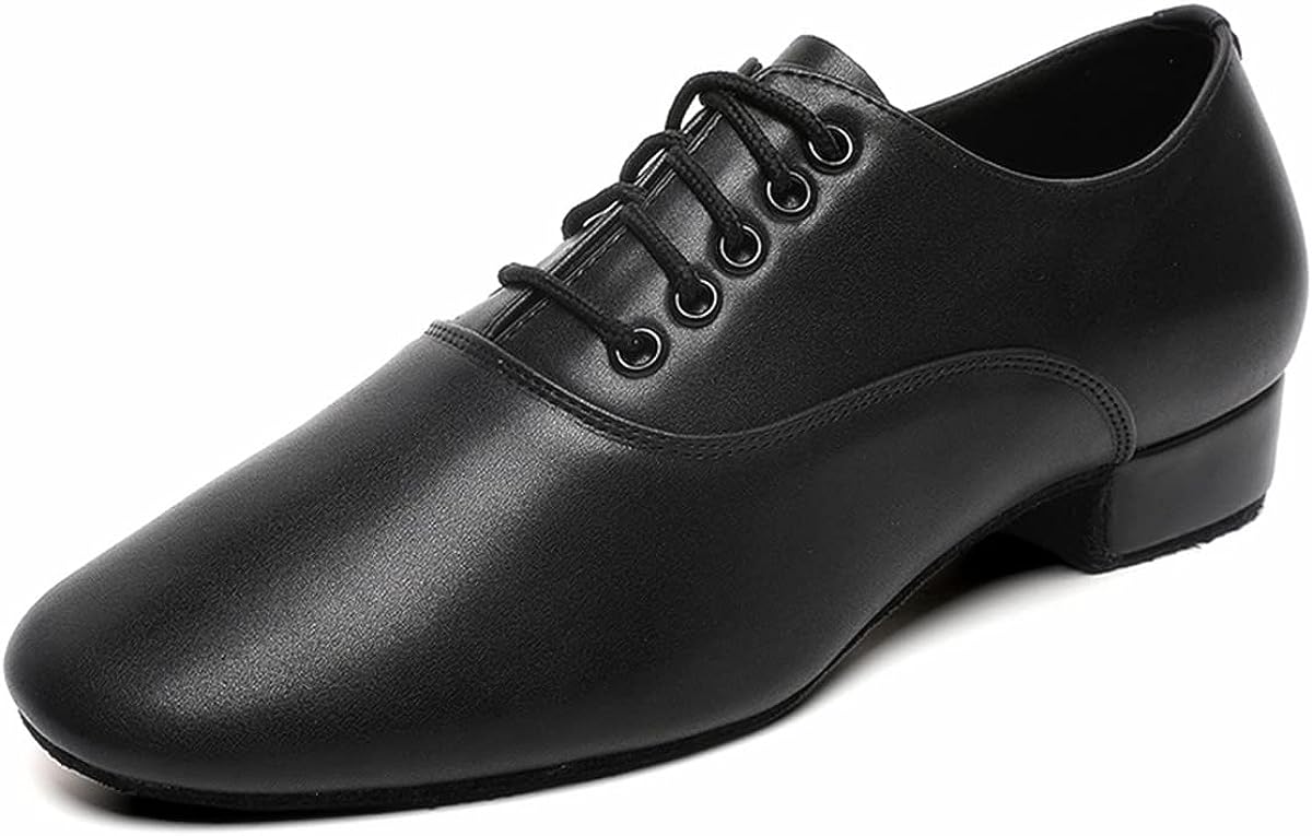 Men's Ballroom Dance Shoes Black Leather Sole Tango [...]