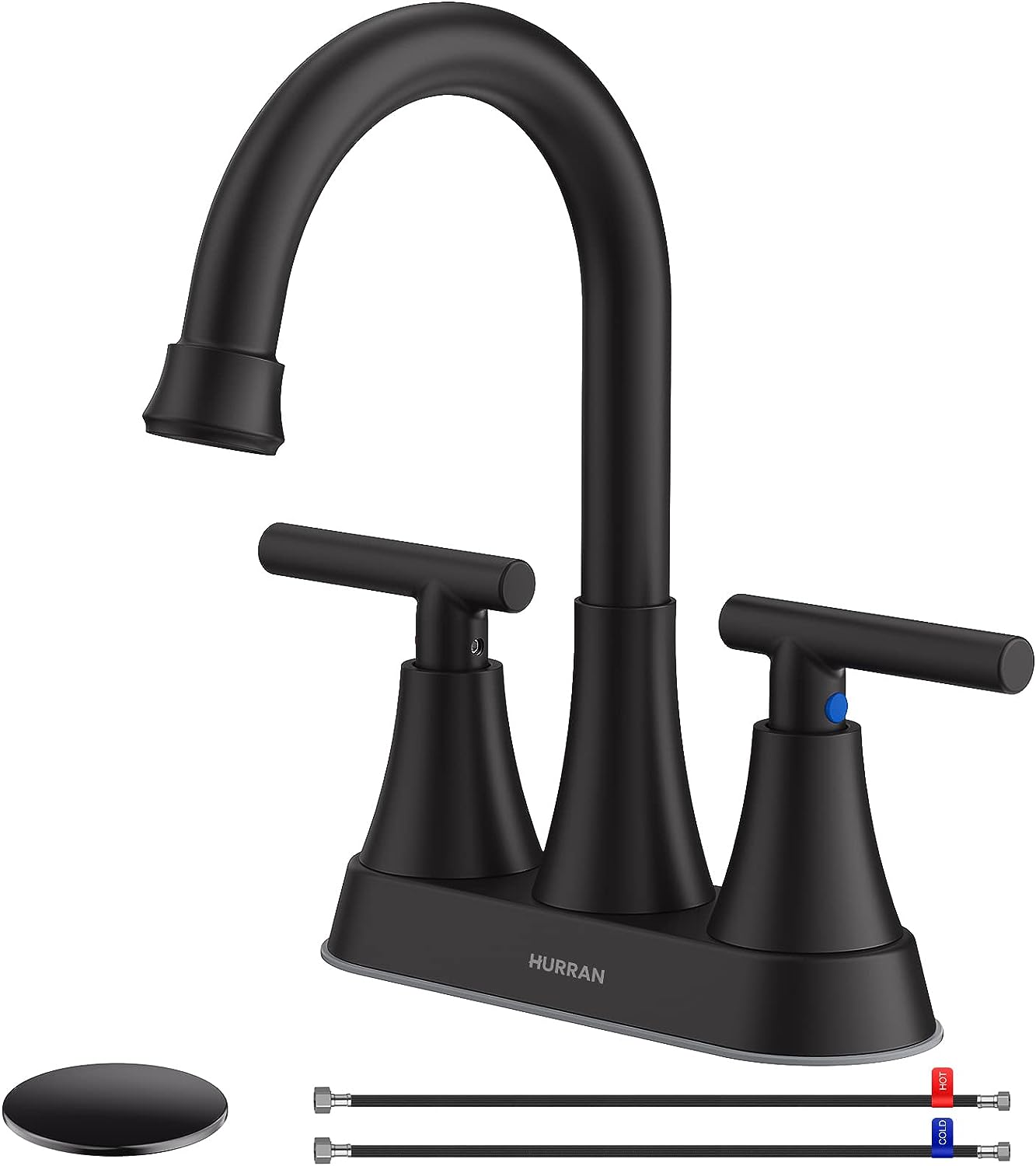 Faucets for Sink 3 Hole, Hurran 4 inch Matte Black, [...]