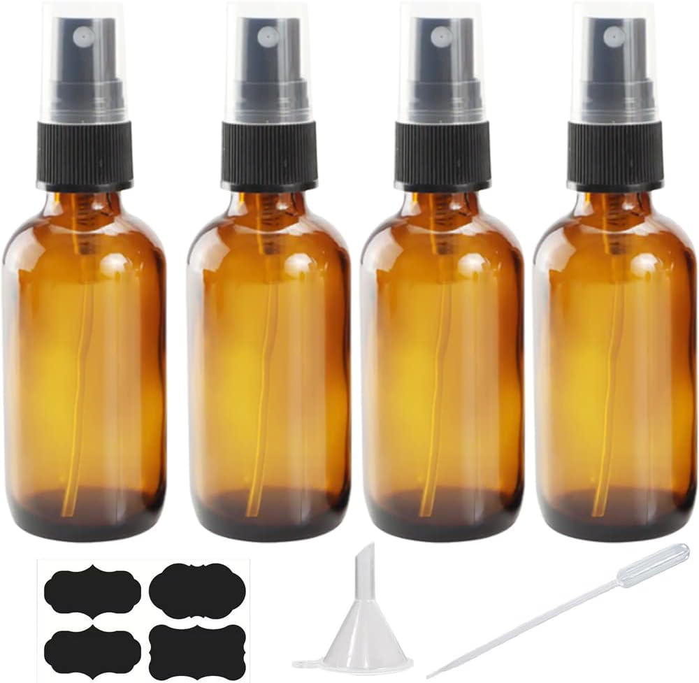 YUNFOOK 2 oz Amber Glass Spray Bottles for Essential [...]