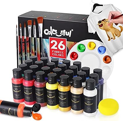 Colorful Fabric Paint Set with 6 Brushes, 1 Palette, [...]