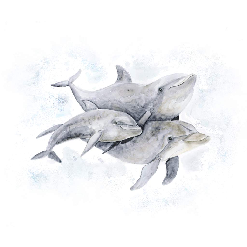 Dolphin Family Watercolor Print, Marine Mammal Nursery [...]