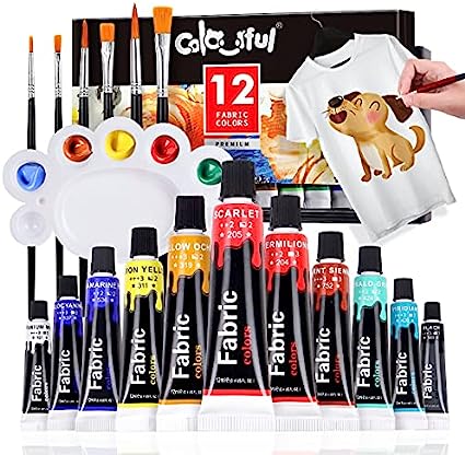 Colorful Fabric Paint Set for Clothes with 6 Brushes, [...]
