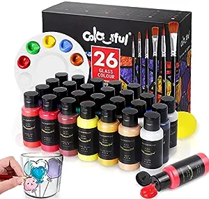 Colorful Glass Paint Kit with 6 Brushes, 1 Palette & 1 [...]