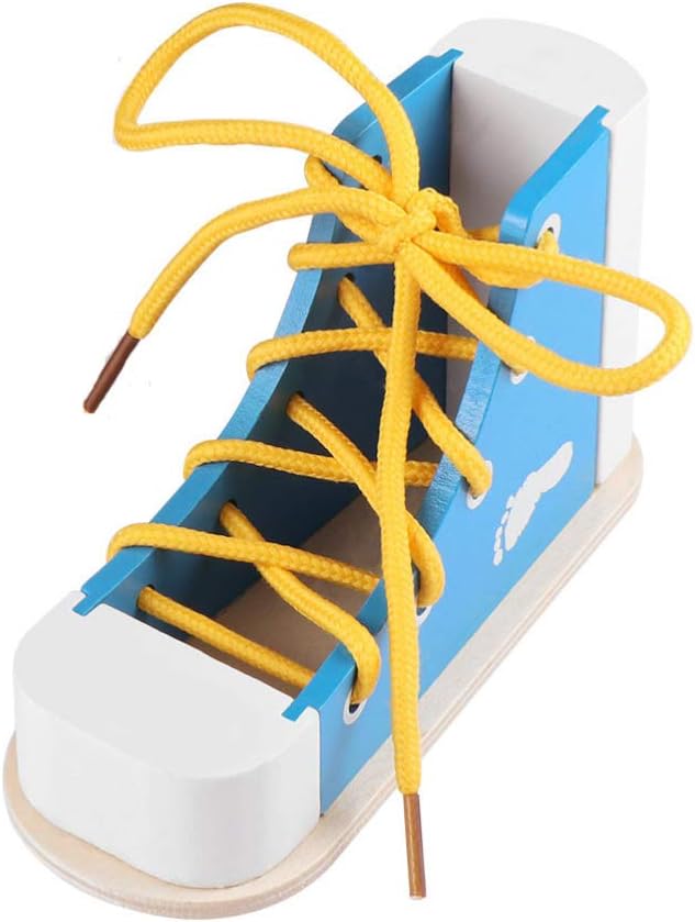 NUOBESTY Learn to Tie Shoes Wooden Lacing Shoe Toy [...]