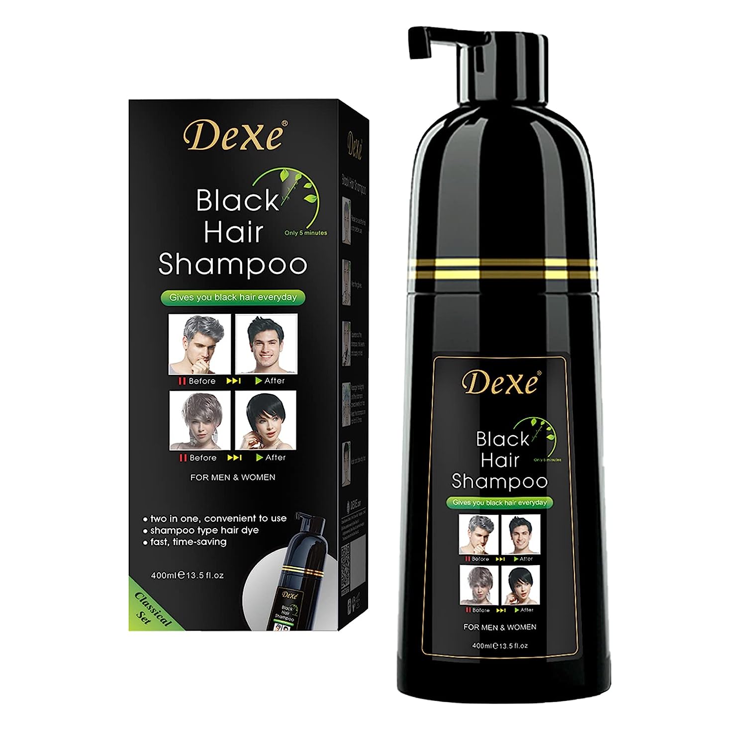 Black Hair Dye Shampoo for Gray Hair, Semi-Permanent [...]