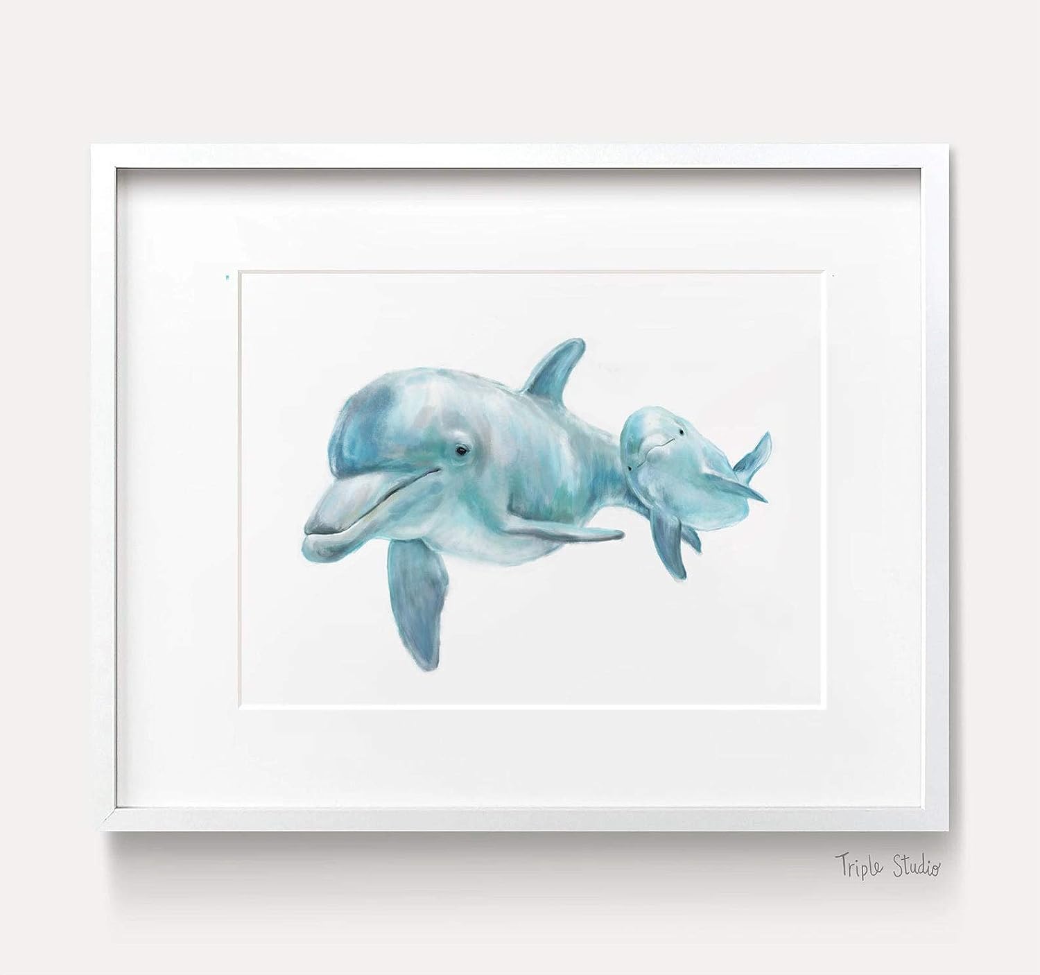 Dolphin Mom and Baby Art Print, Ocean Nursery Wall Art [...]