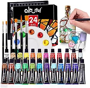 COLORFUL Stain Glass Paint Set with 6 Brushes, 1 [...]