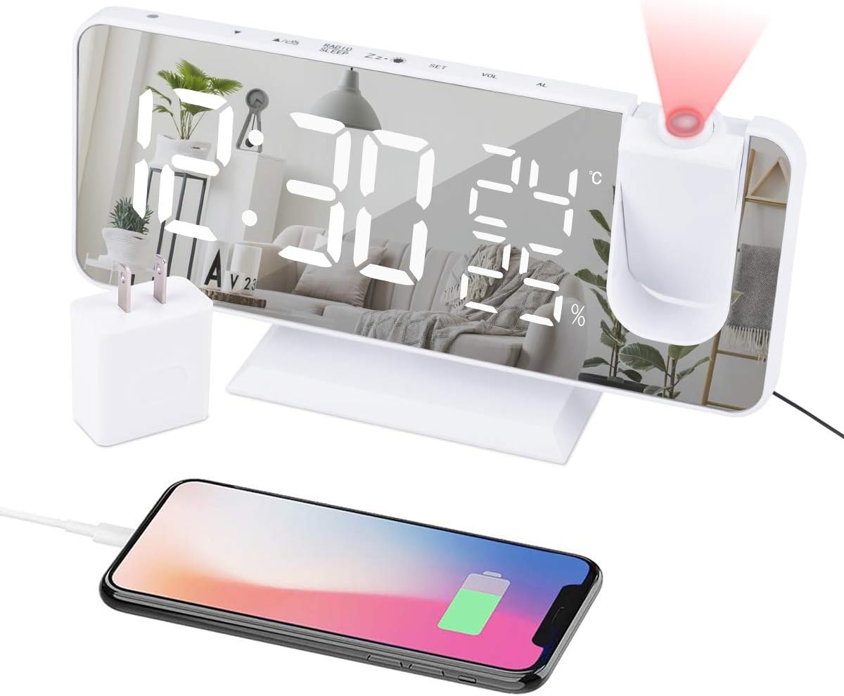 EVILTO Projection Alarm Clock for Bedroom Ceiling [...]