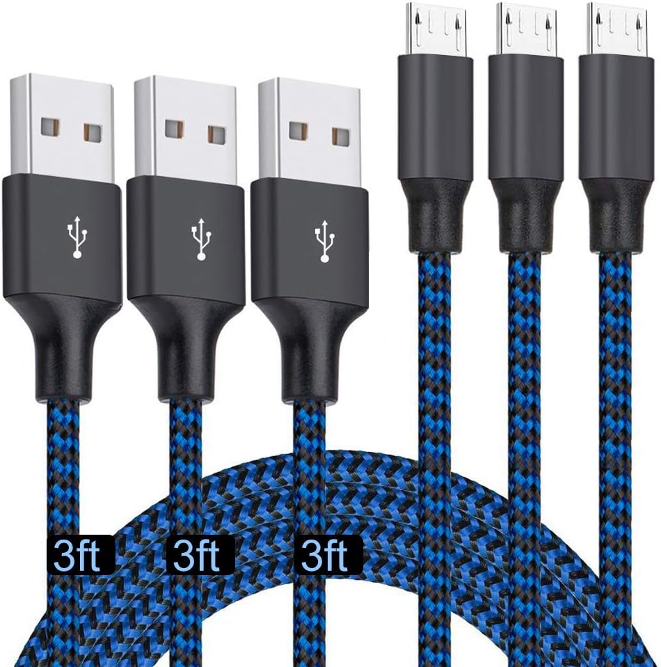 Micro USB Cable 3ft, 3Pack 3FT Nylon Braided High [...]