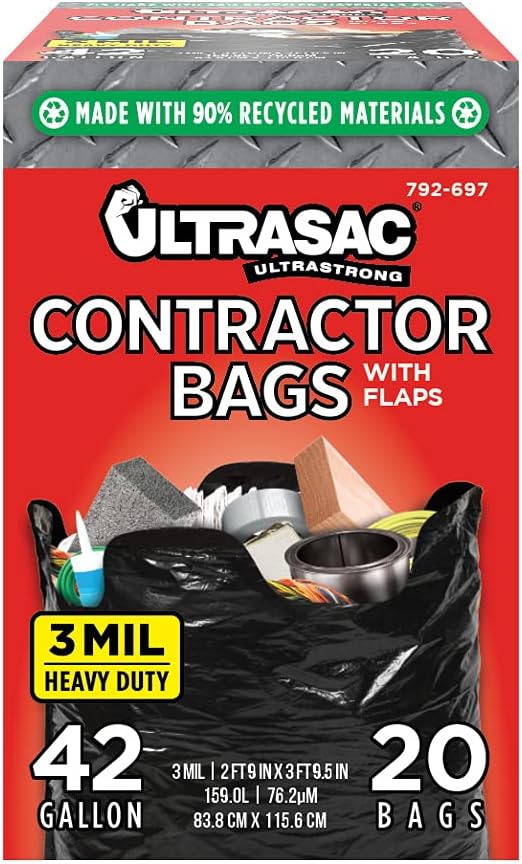 Ultrasac Contractor Bags 42 Gallon (20 PACK/w FLAP [...]