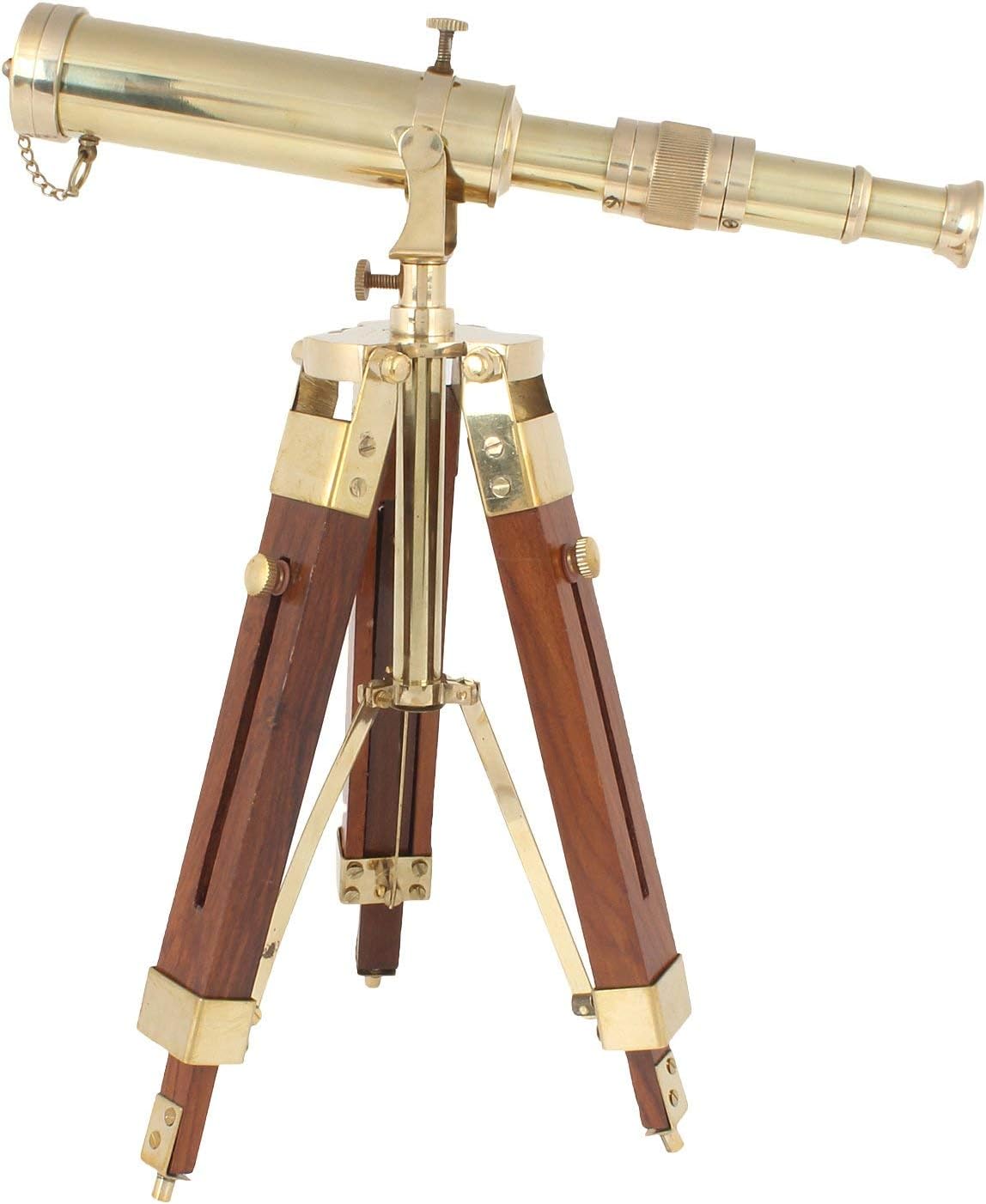 Vintage Brass Telescope on Tripod Stand use Lens [...]