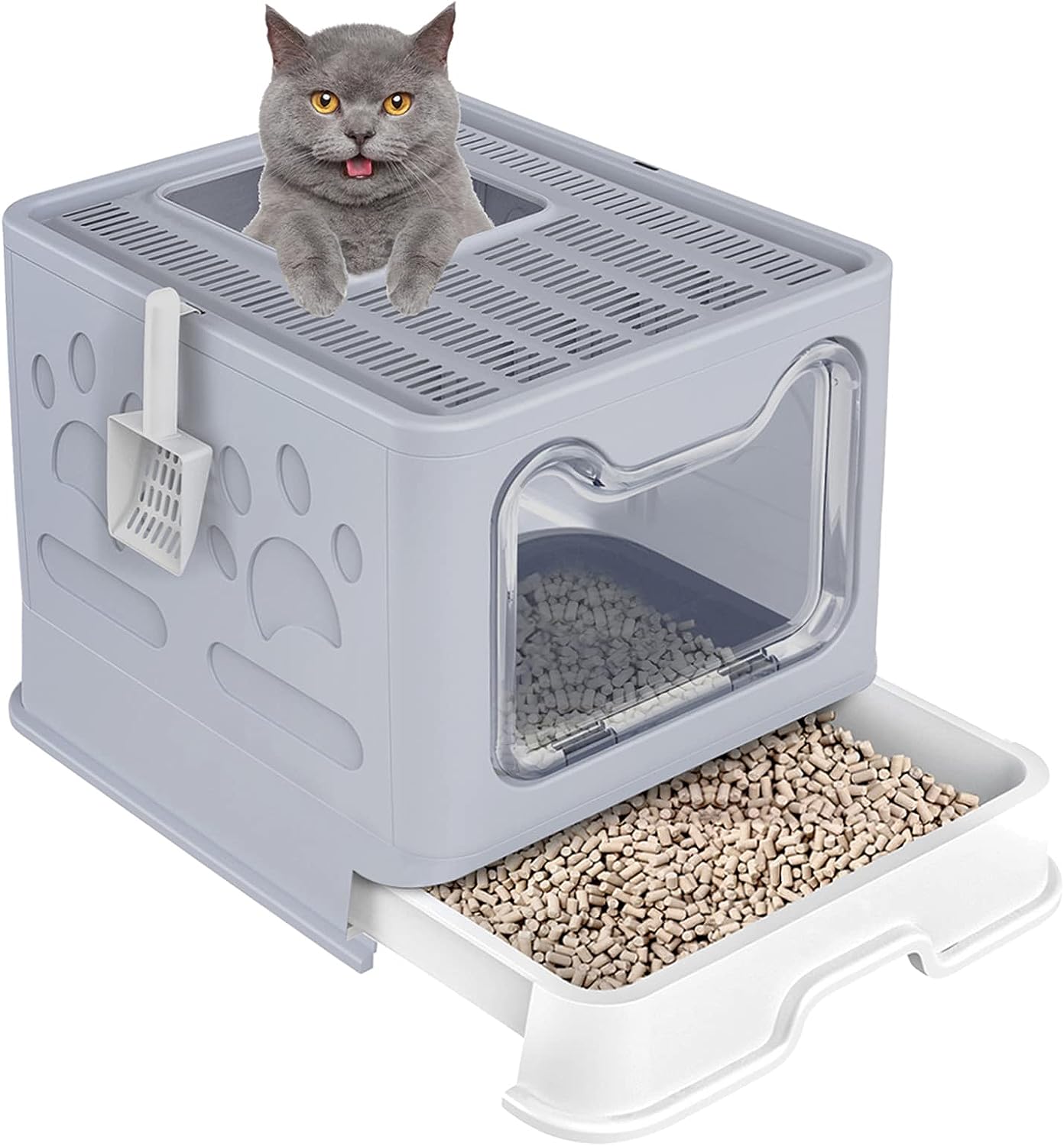 Cat Litter Box,Foldable Top Entry Cat Litter Box with [...]