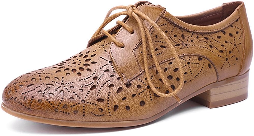 Mona flying Women's Leather Perforated Lace-up Oxfords [...]