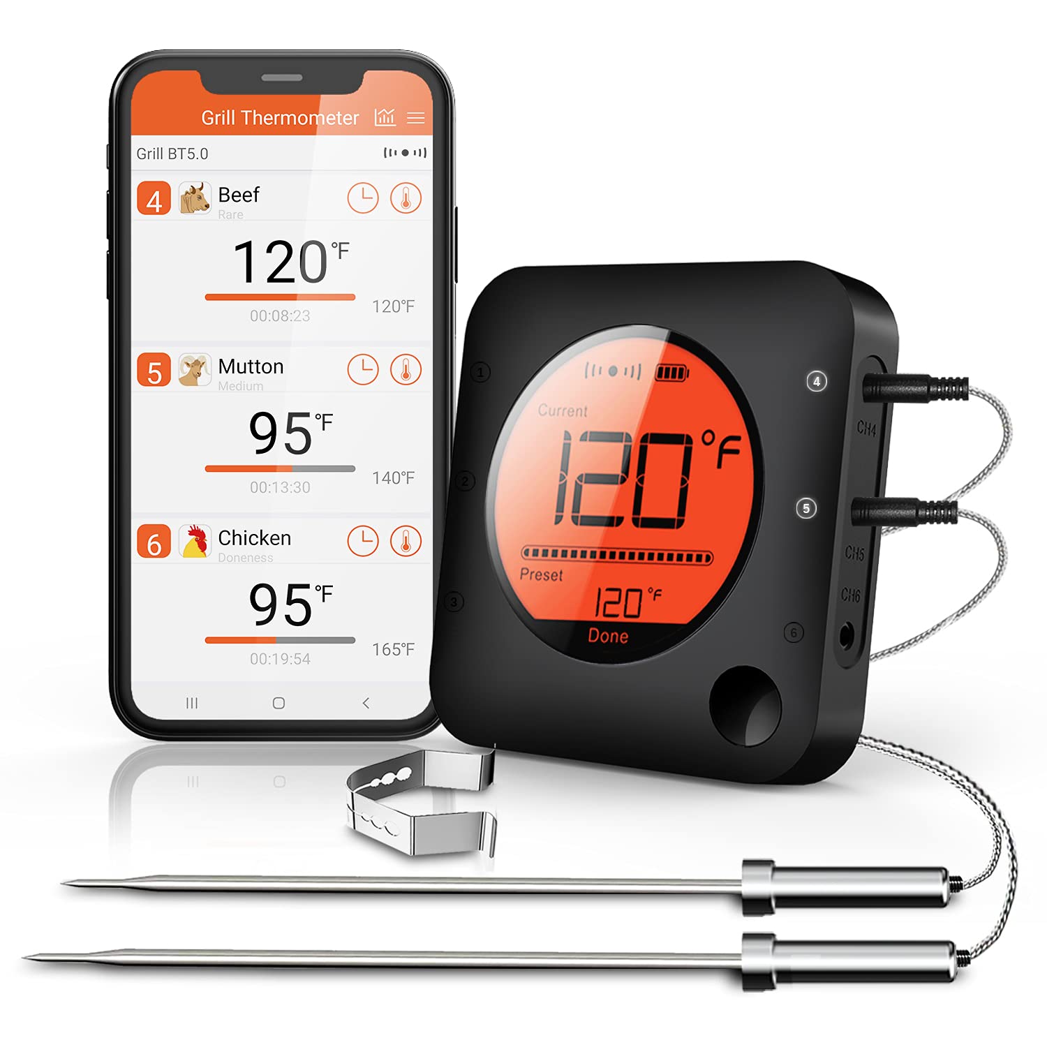 BFOUR Meat Thermometer Wireless Bluetooth, Digital [...]