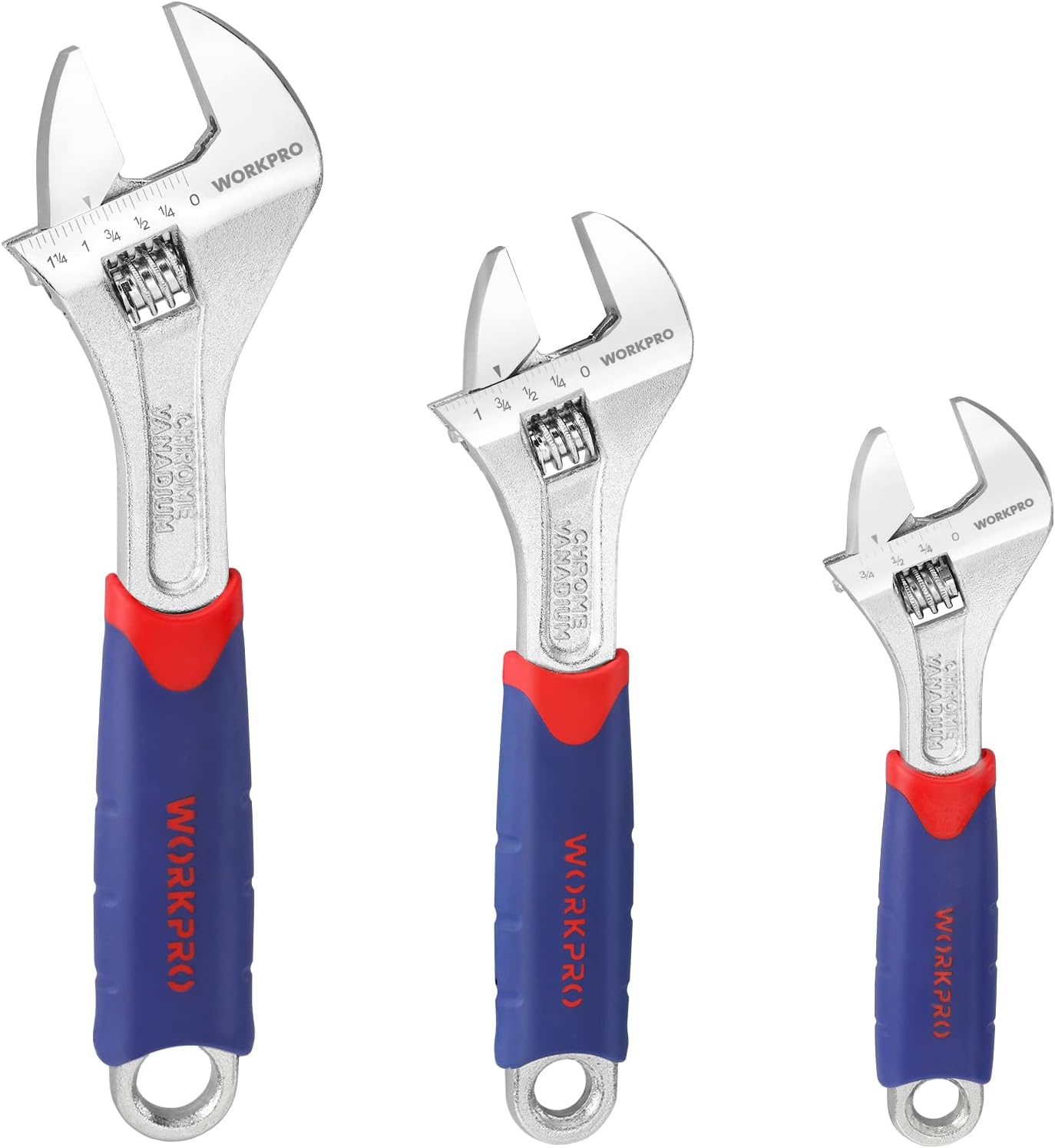 WORKPRO 3-piece Adjustable Wrench Set CR-V with [...]