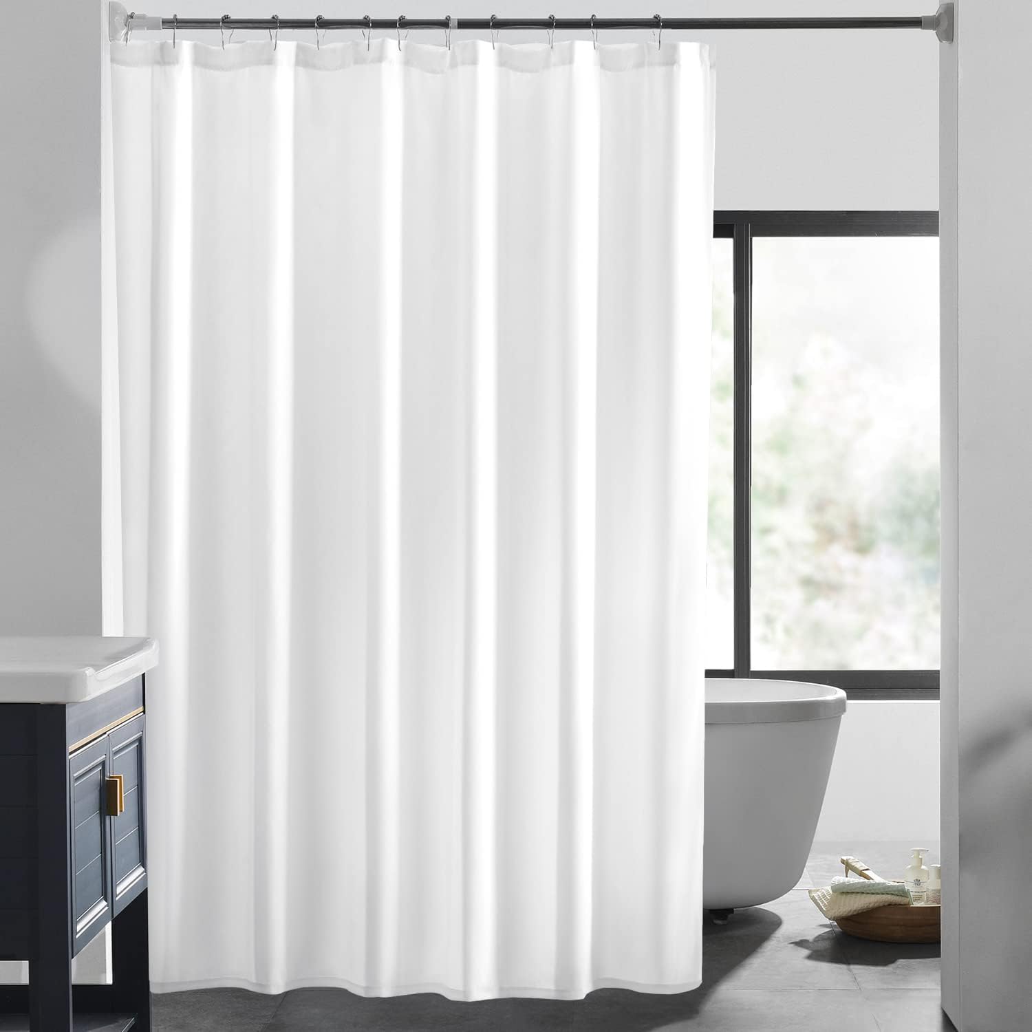 LOVTEX White Fabric Shower Curtain Liner - 70x72 White [...]