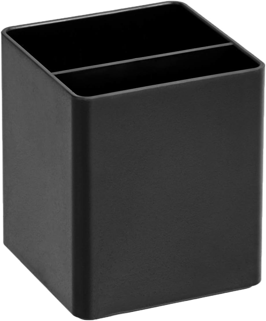 Amazon Basics Plastic Desk Organizer - Pen Cup, Black