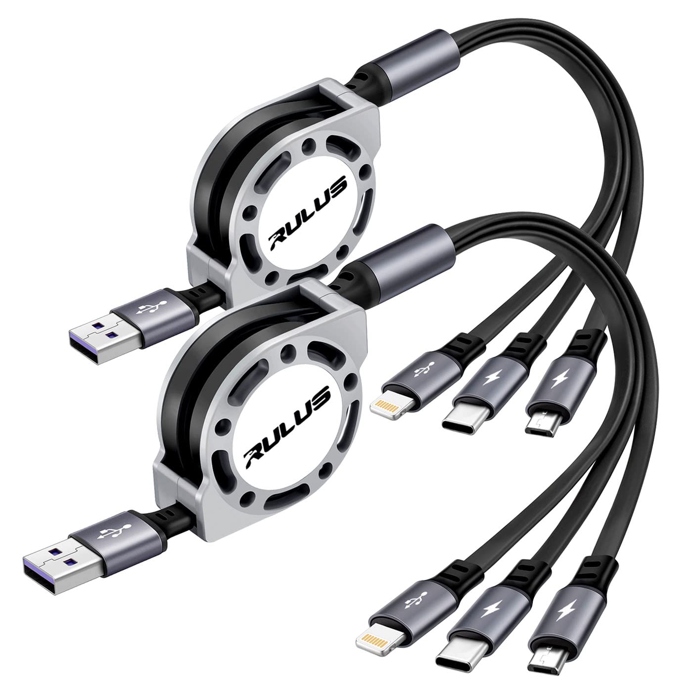Multi Charging Cable 2Pack 4Ft 3 in 1 Retractable Fast [...]