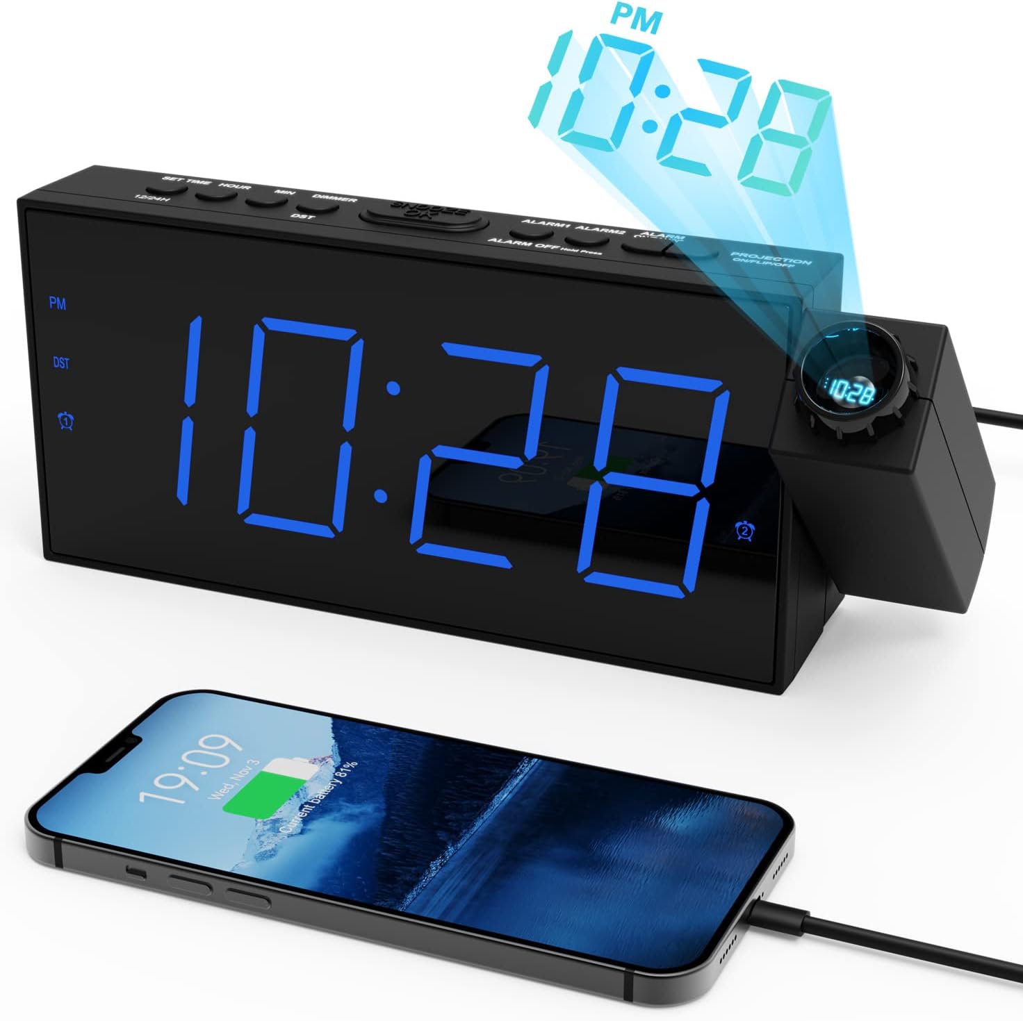 Projection Alarm Clock for Bedroom,LED Digital Clock [...]