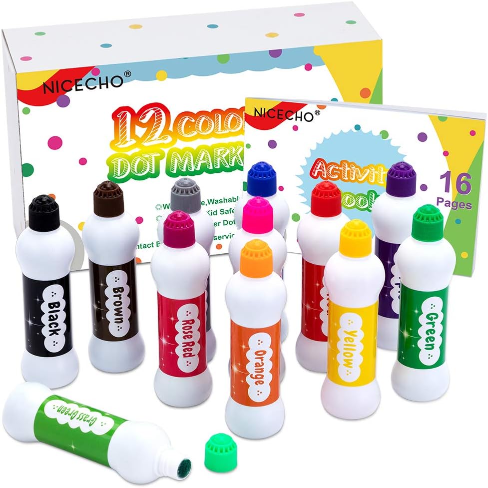 Nicecho Dot Markers Kit, 12 Colors Washable Fun Art [...]