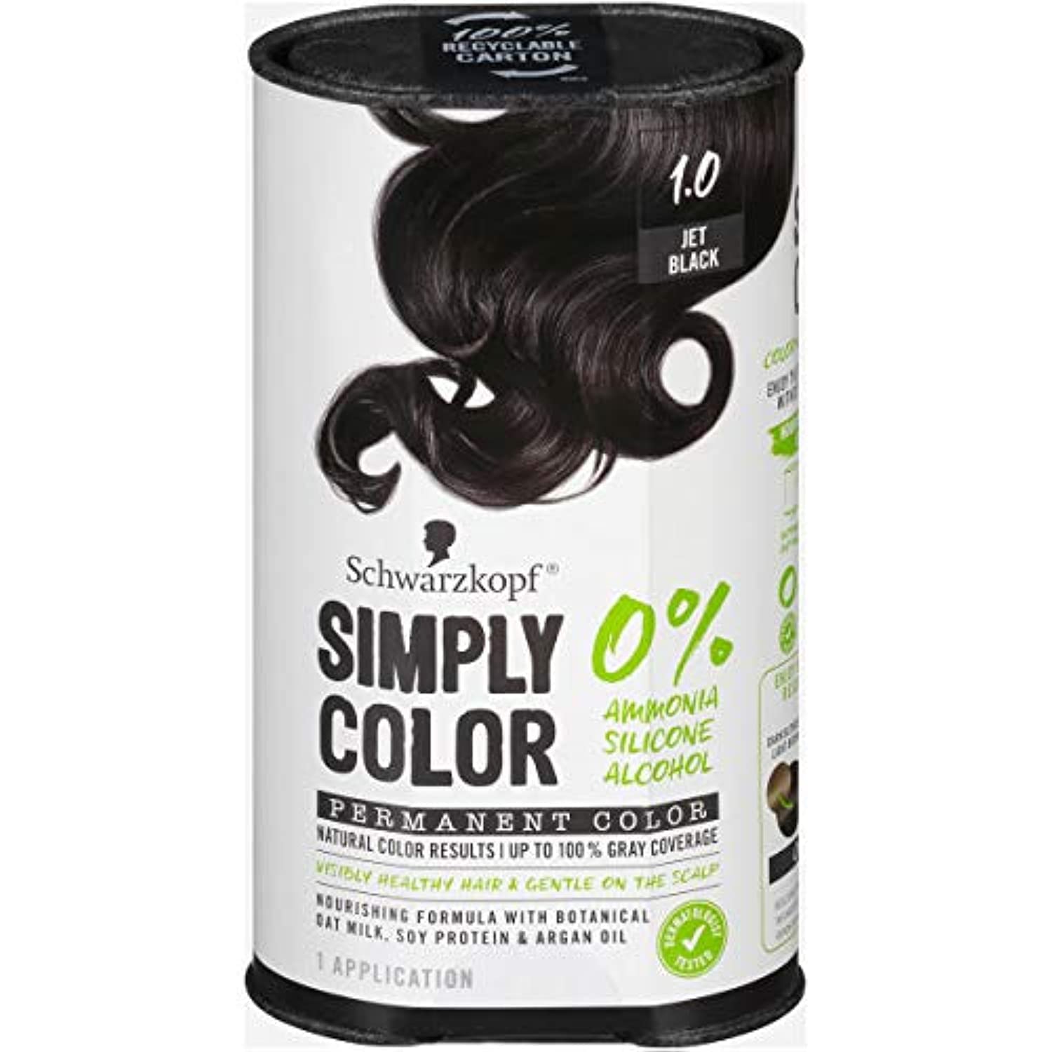 Schwarzkopf Simply Color Permanent Hair Color, 1.0 Jet Black