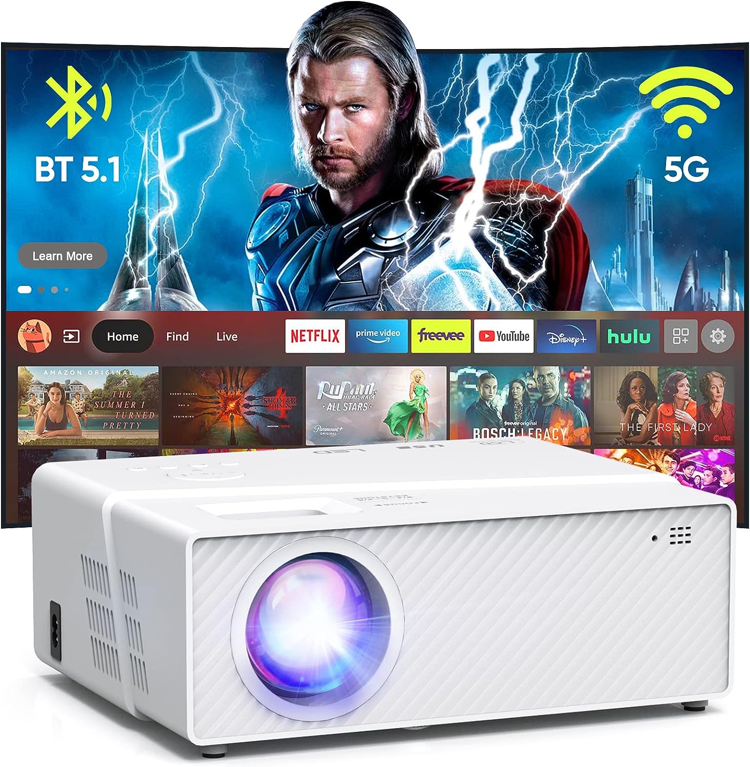 5G WiFi Bluetooth Projector with Screen, 16000 [...]