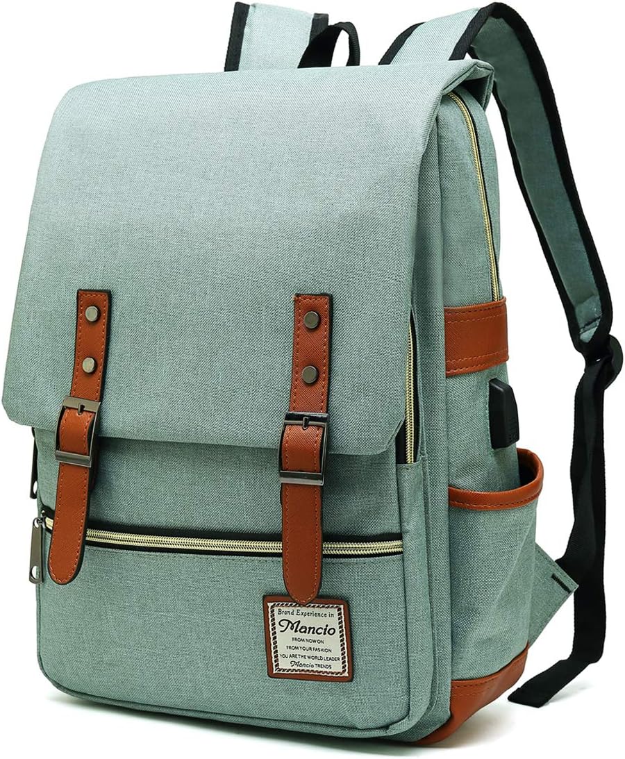 Mancio Vintage Laptop Backpack with USB Charging Port, [...]