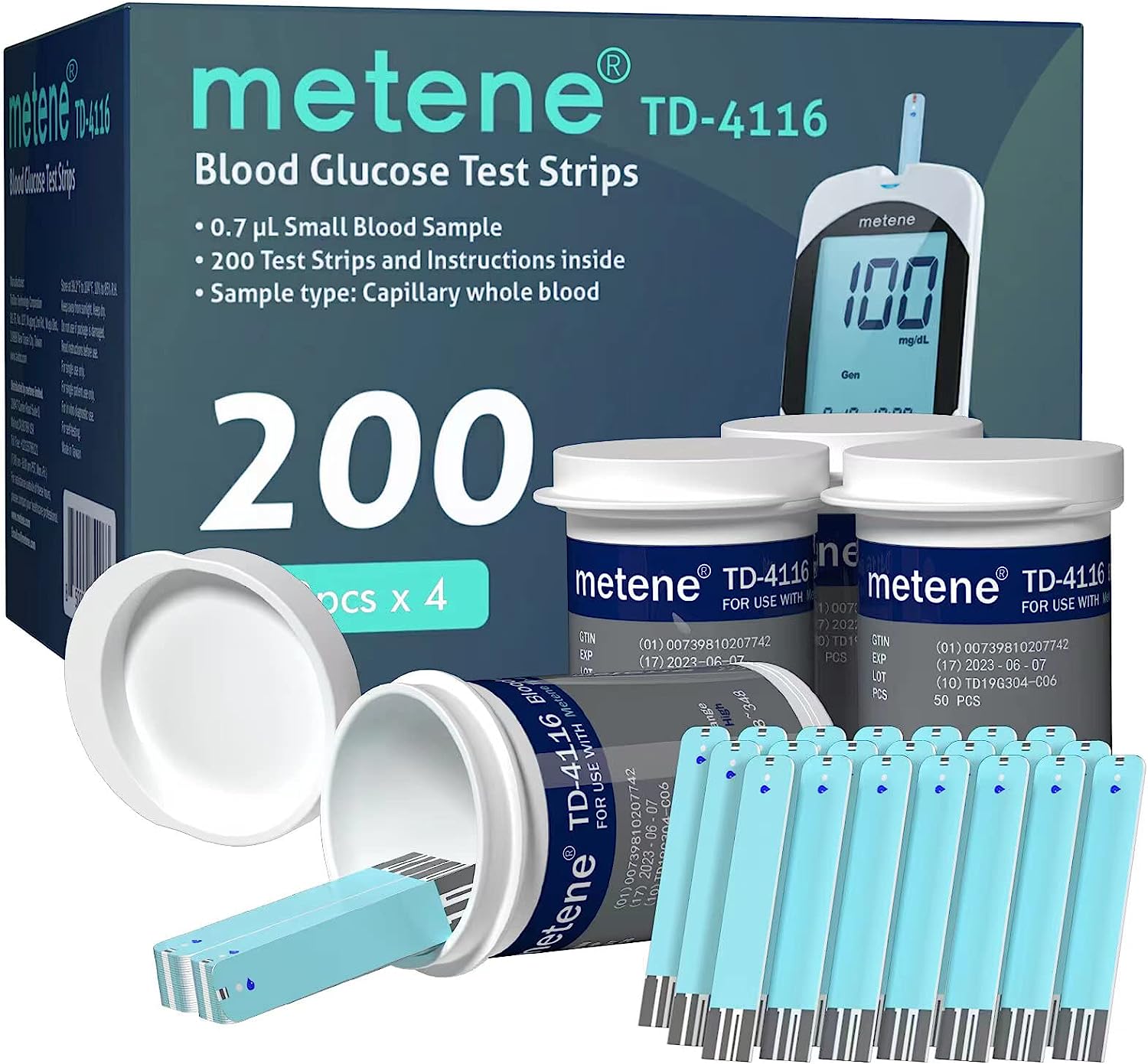 Metene TD-4116 Blood Glucose Test Strips, 200 Count [...]