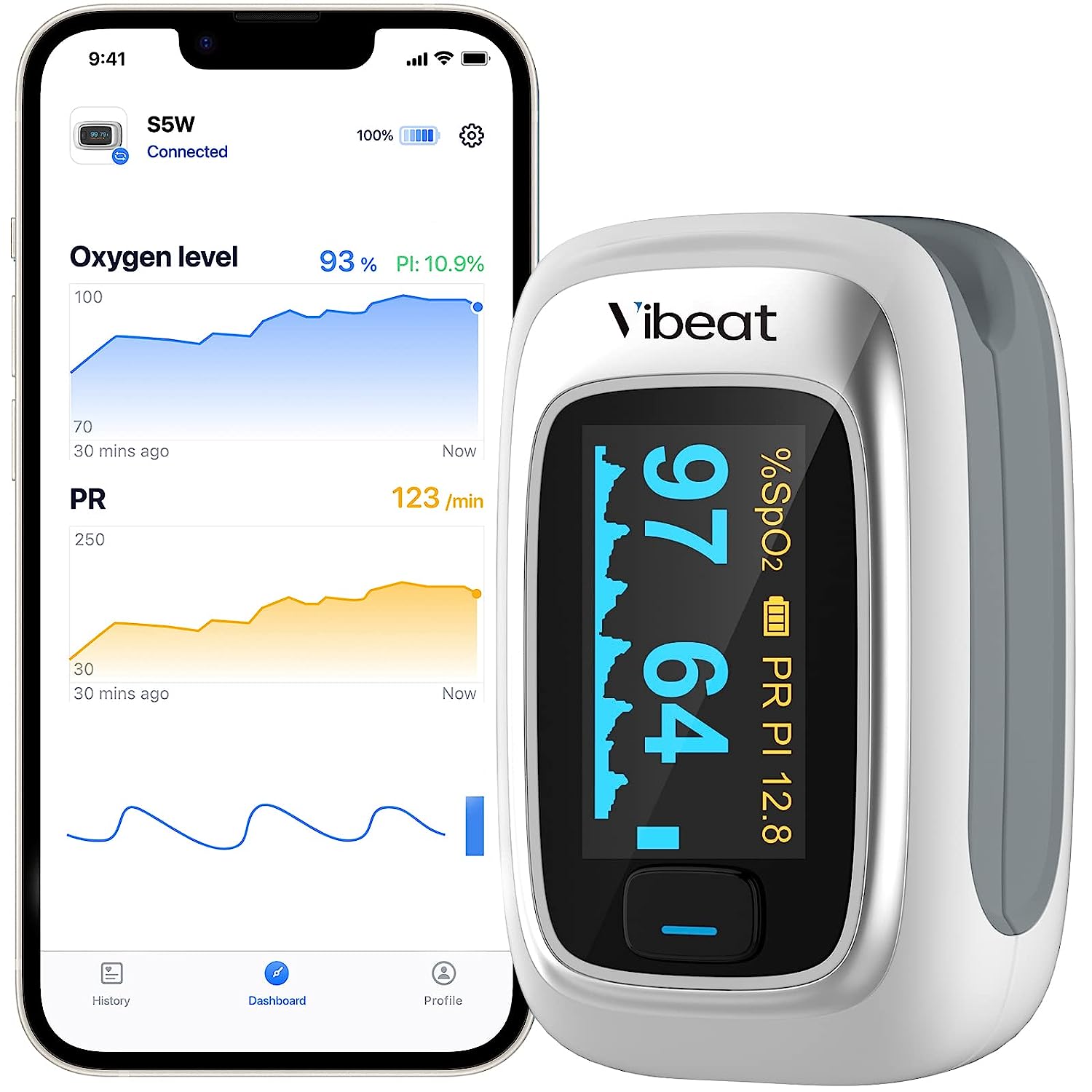 Vibeat Bluetooth Fingertip Pulse Oximeter with Pulse [...]