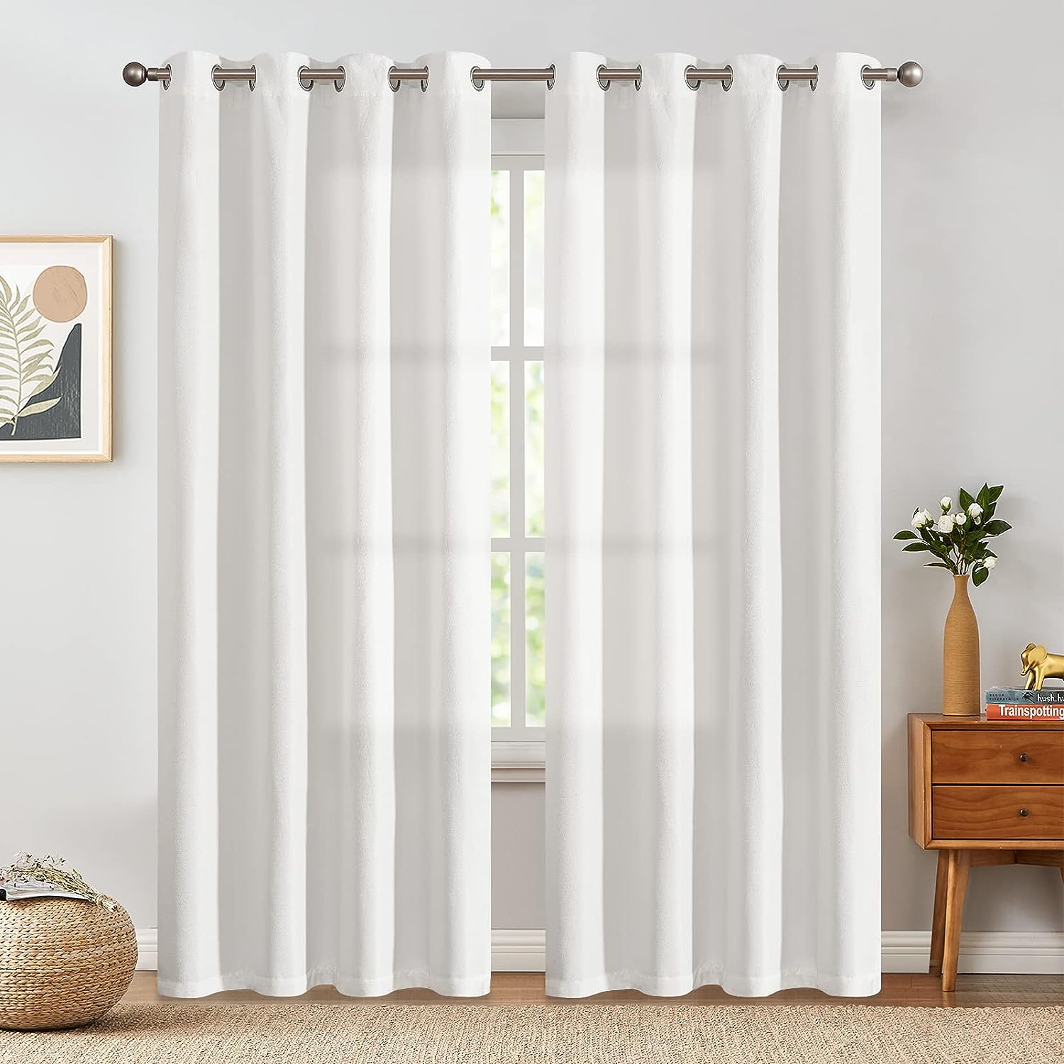 jinchan Linen Textured Curtain 90 Inch Long for Living [...]