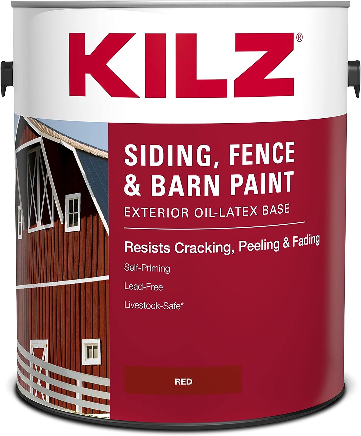 KILZ Siding, Fence, and Barn Paint, Exterior, Red, 1 Gallon