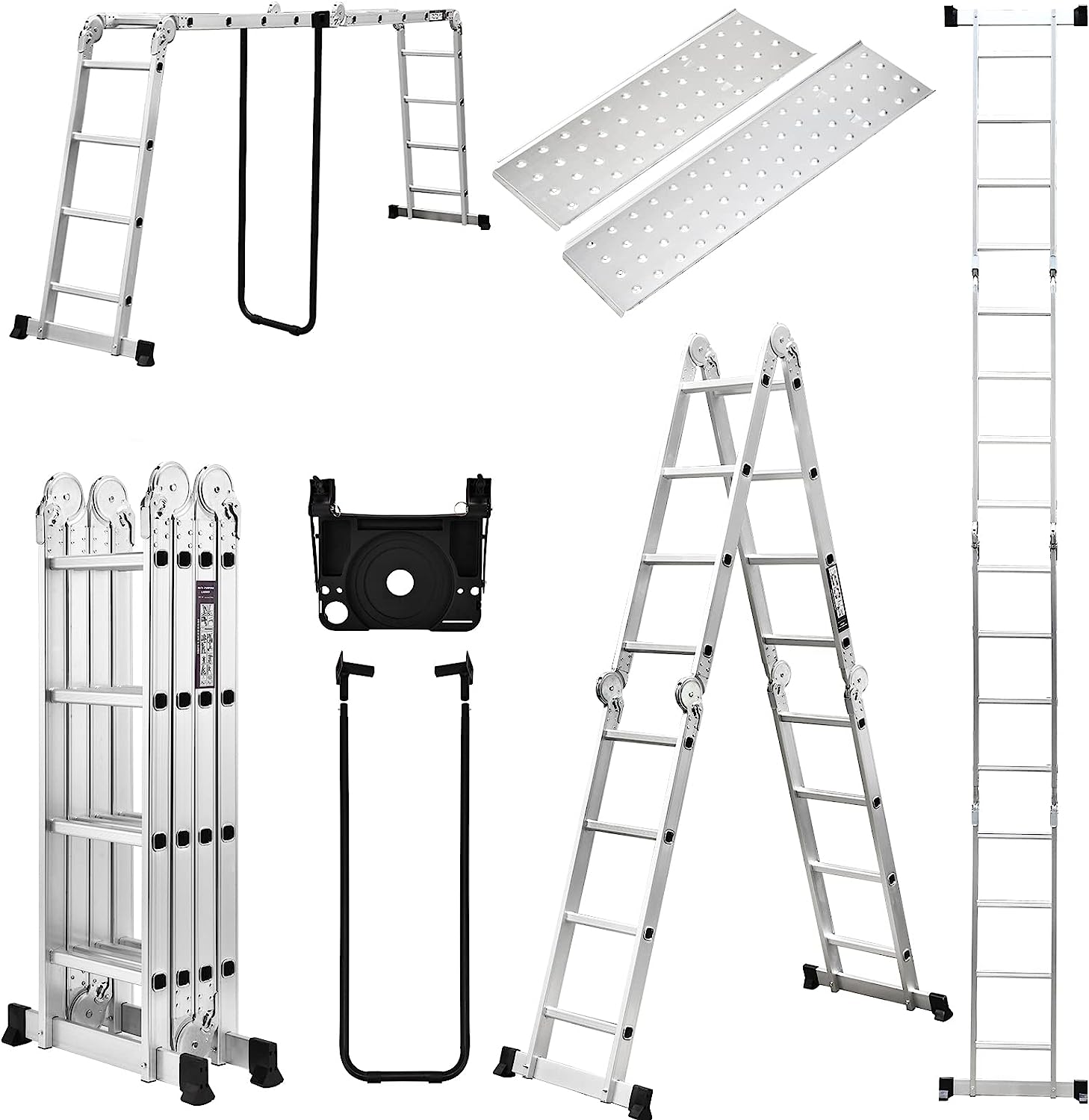 HBTower Folding Ladder, 15.5FT Aluminum Extension [...]