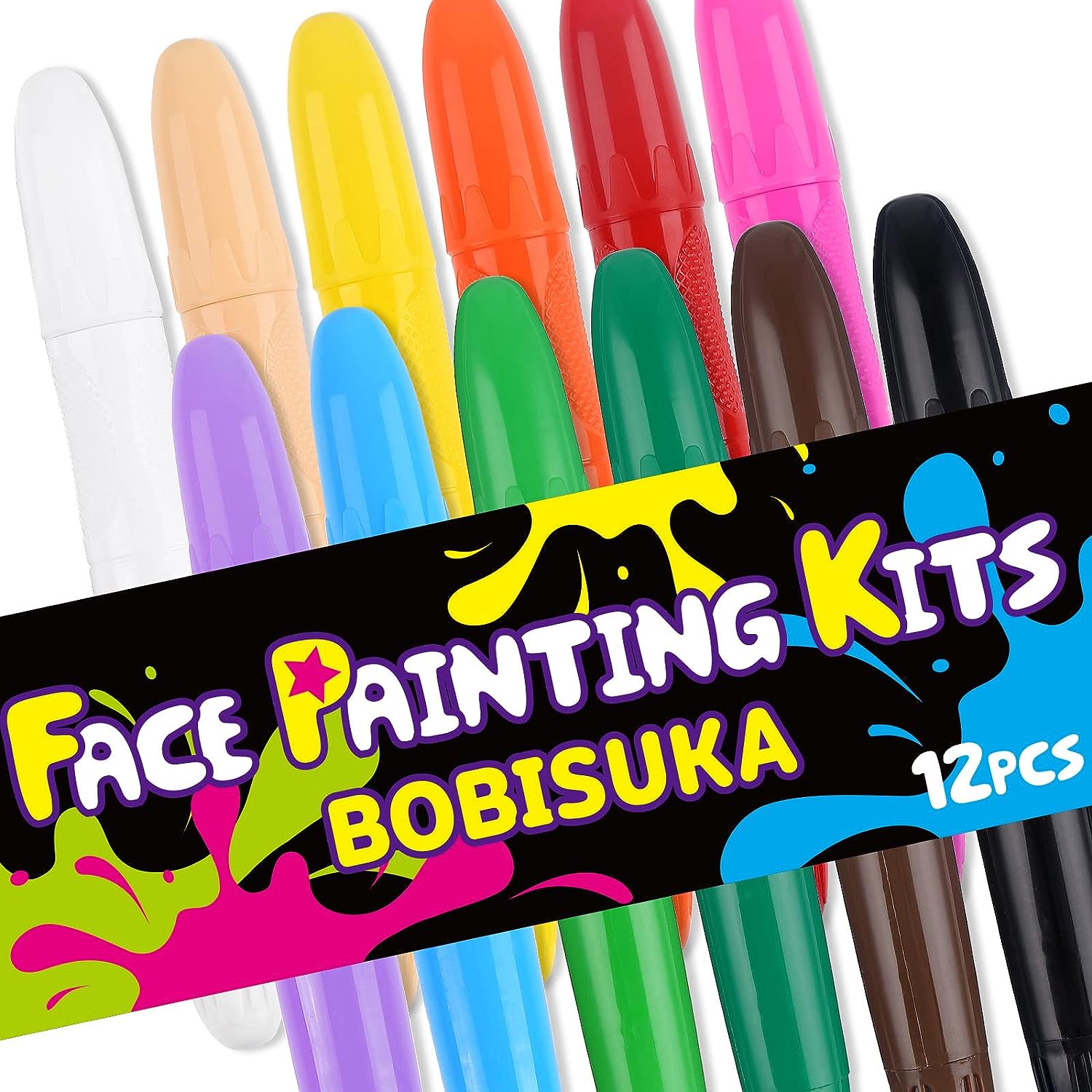 BOBISUKA Face Body Paint Sticks Kit, 12 Color Water [...]
