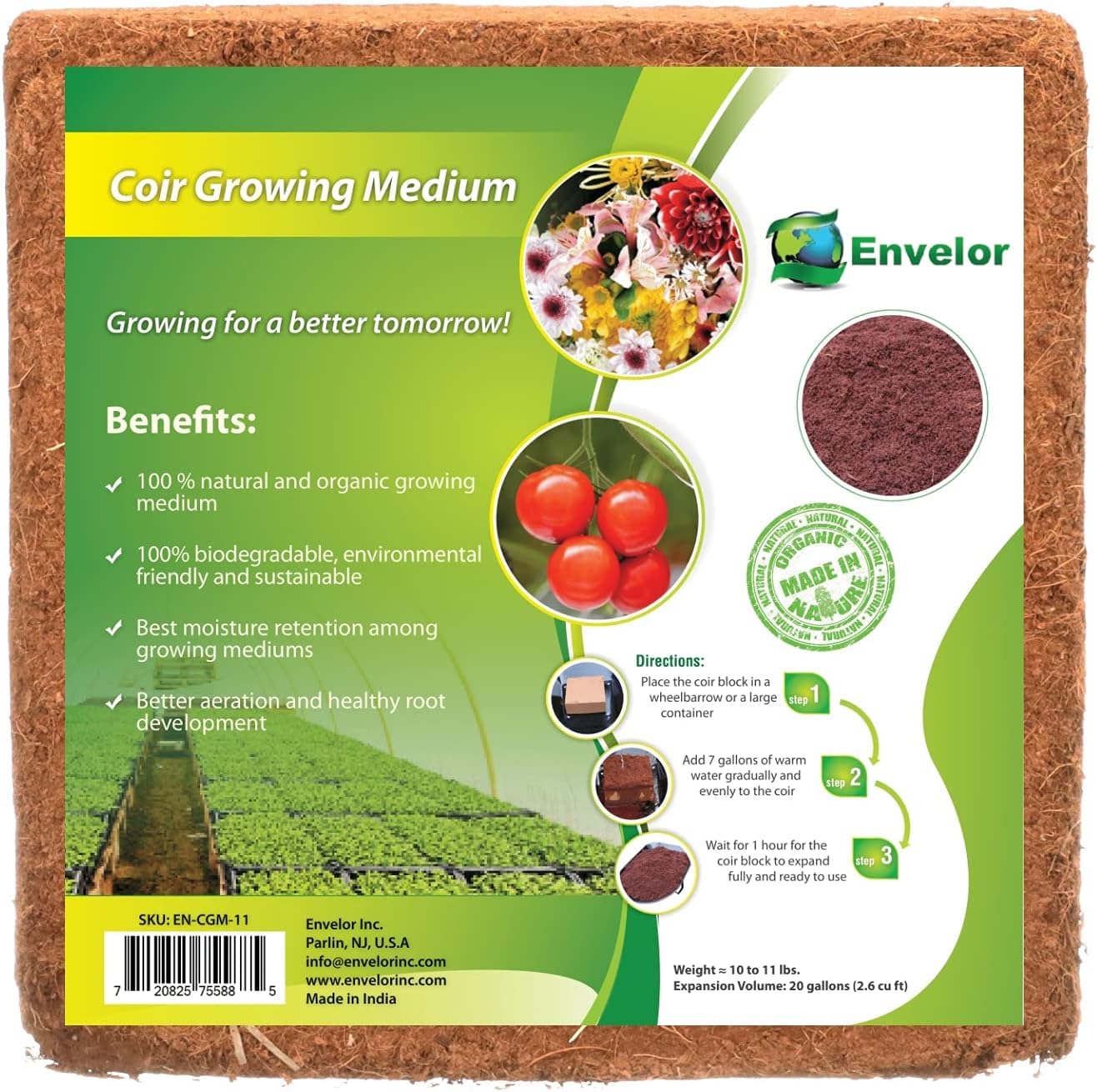 Envelor Coco Coir Brick Coconut Fiber for Plants [...]
