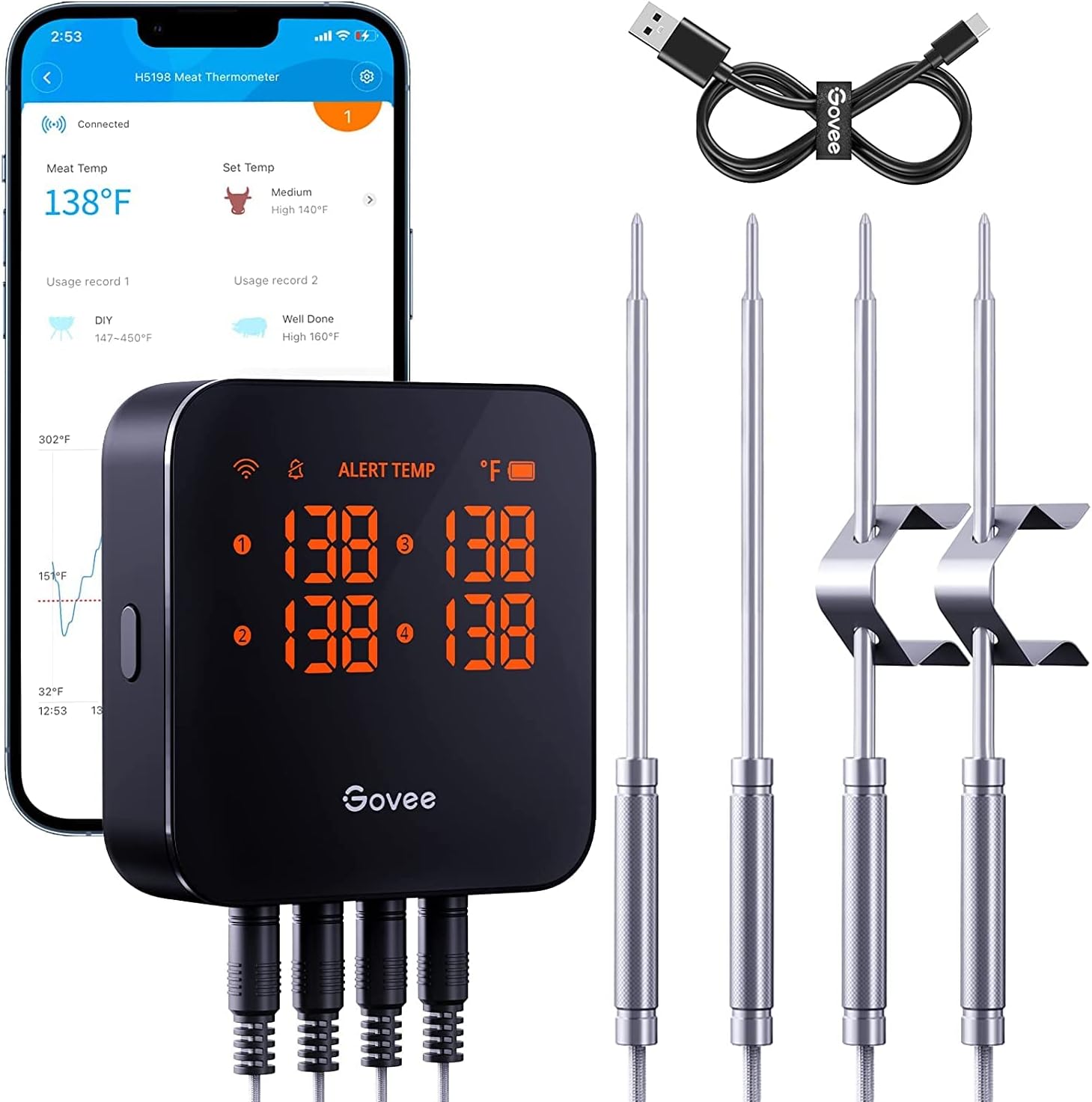 Govee WiFi Meat Thermometer, Wireless Meat Thermometer [...]
