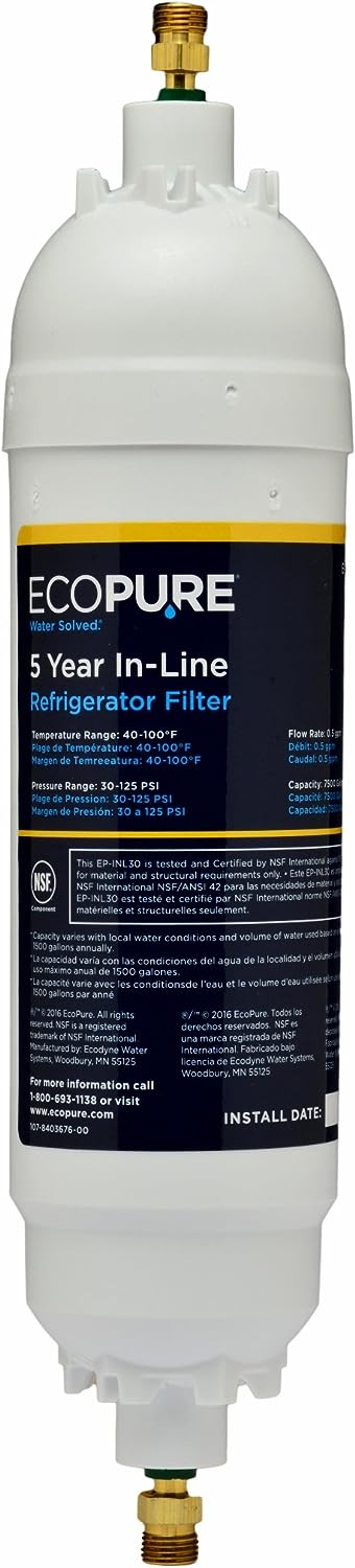 EcoPure EPINL30 5 Year in-Line Refrigerator Filter- [...]