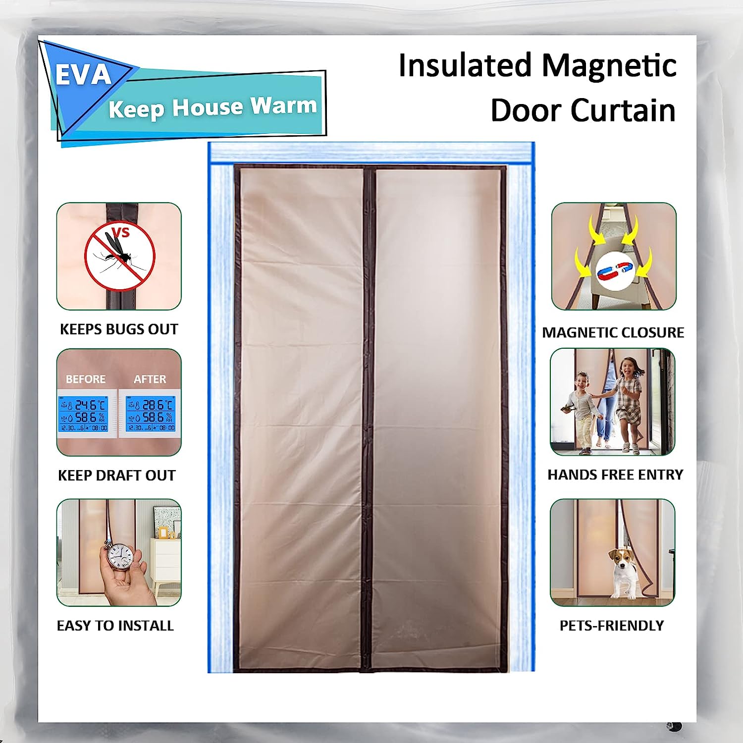 Insulated Door Curtain, [Upgrade EVA] Magnetic Thermal [...]