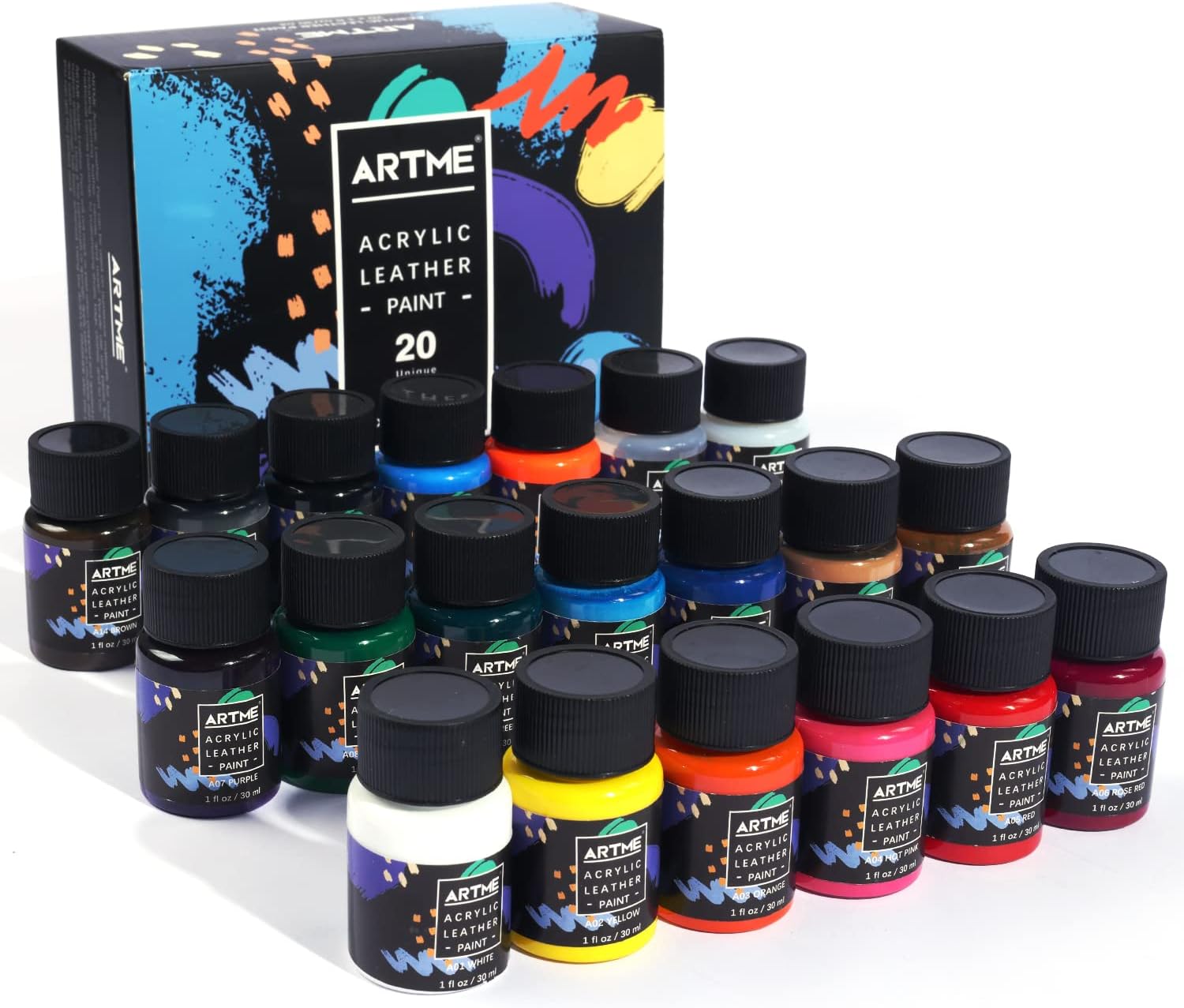Artme Acrylic Leather Paint Set, 20 Colors x 30ml [...]