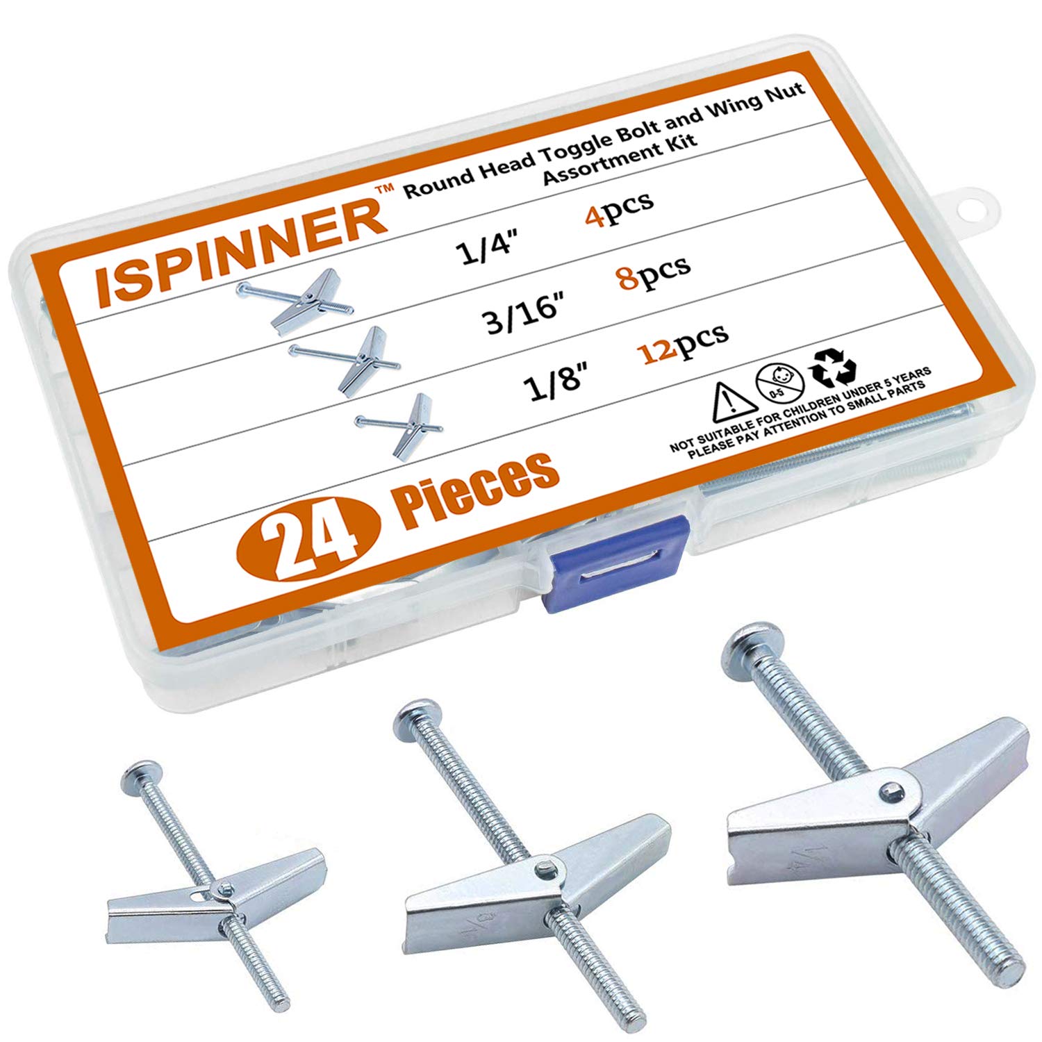 ISPINNER 24pcs Toggle Bolt and Wing Nut Assortment Kit [...]