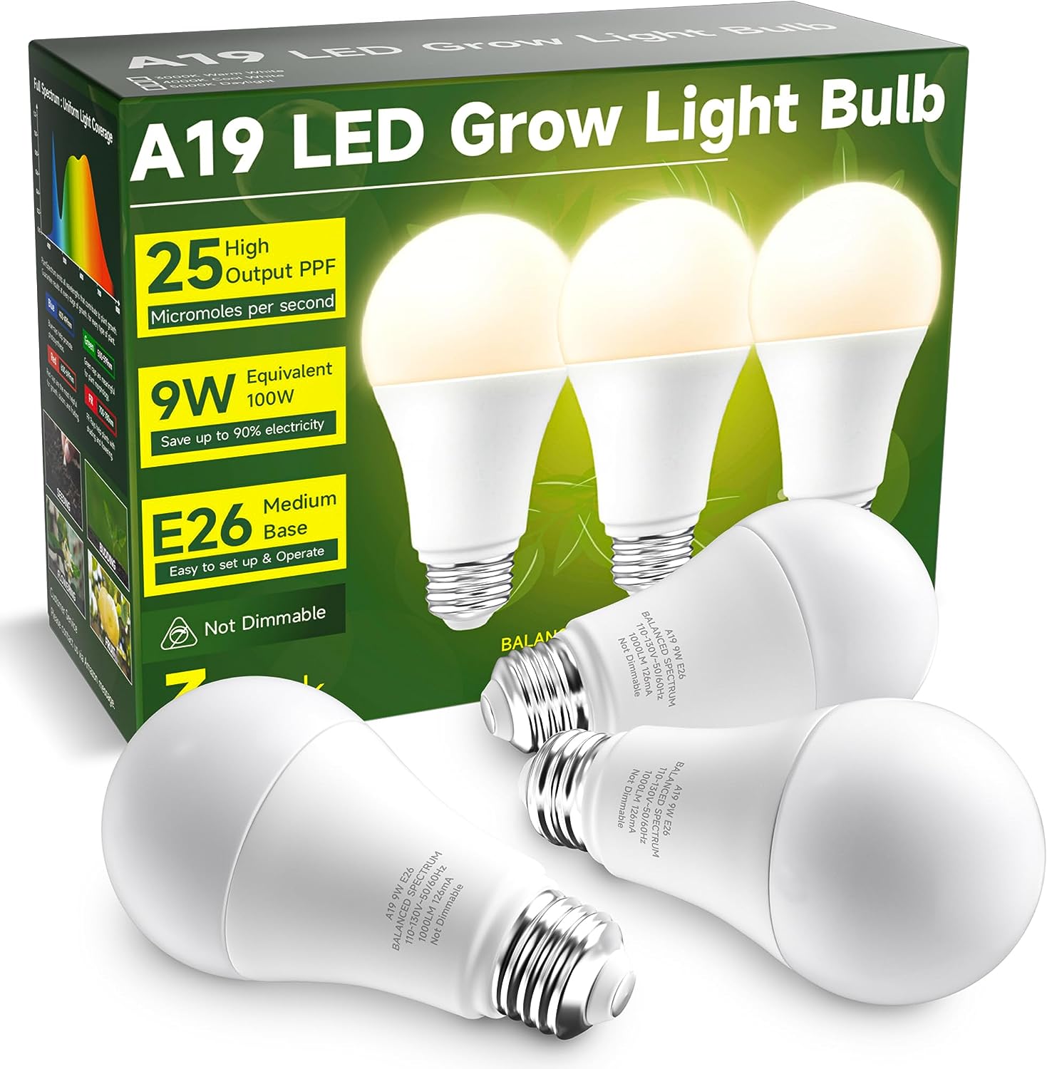 UNILAMPRO Grow Light Bulbs, A19 Grow Light Bulb, Full [...]