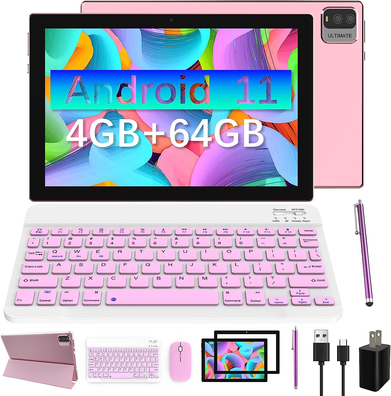 2 in 1 Tablet, 10 inch Android 11 Tablet with Keyboard [...]