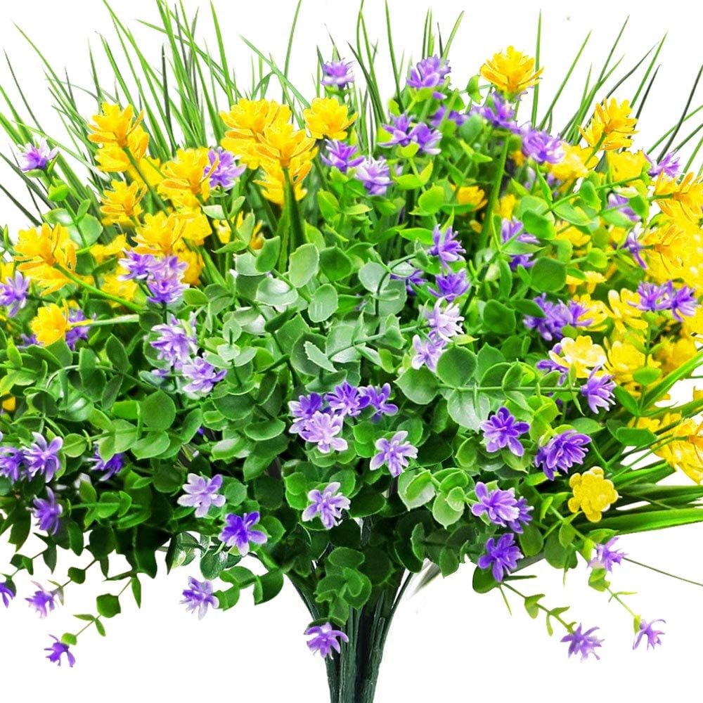 CEWOR 9pcs Artificial Flowers, UV Resistant Faux [...]