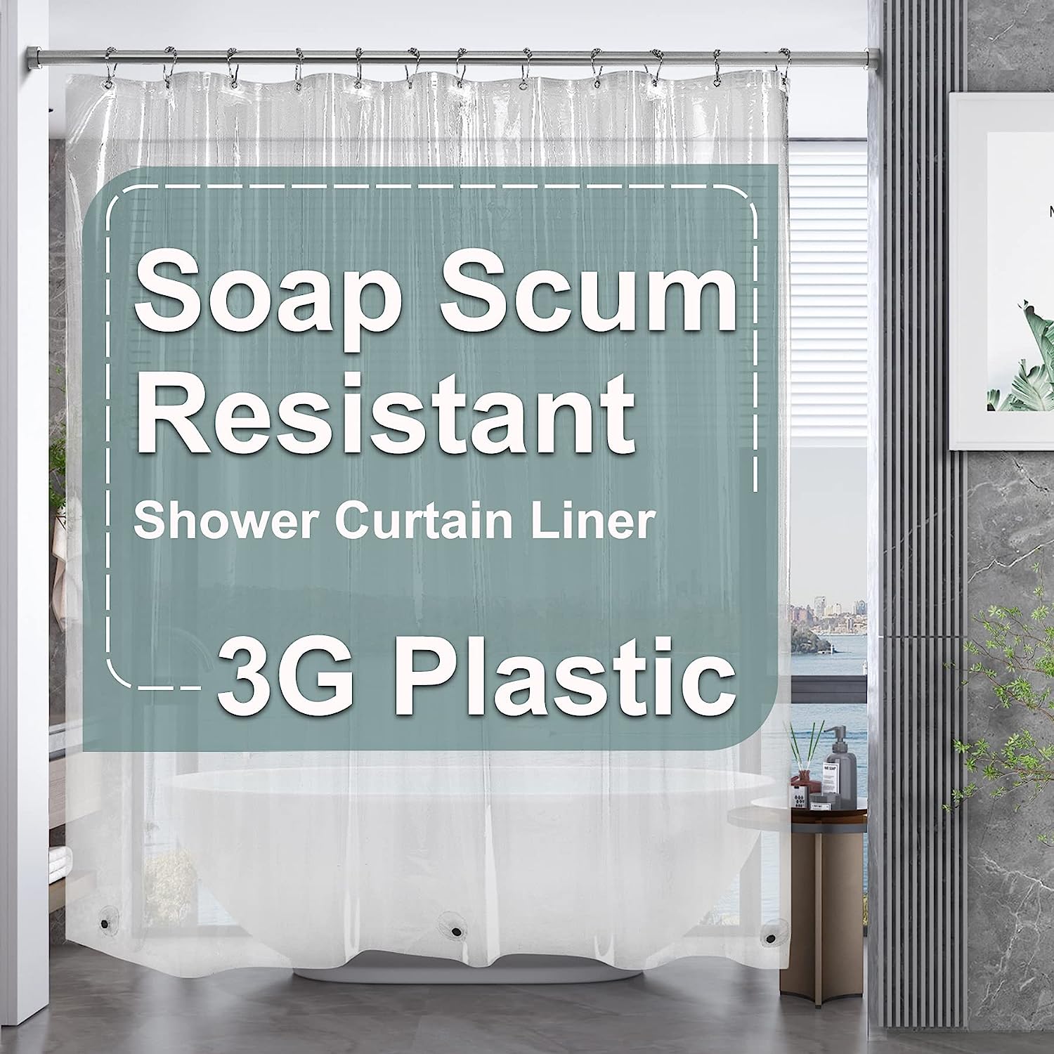 AmazerBath Clear Shower Curtain Liner, 72x72 Plastic [...]