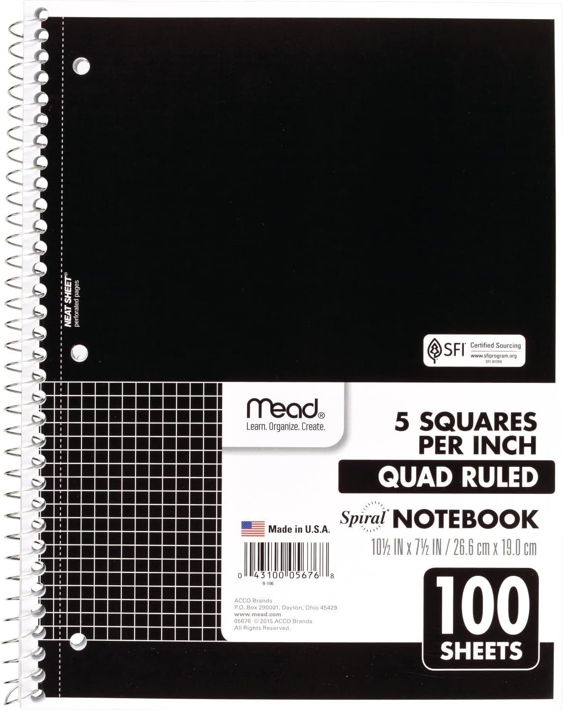 Mead Spiral Notebook, 1-Subject, Graph Ruled Paper, [...]