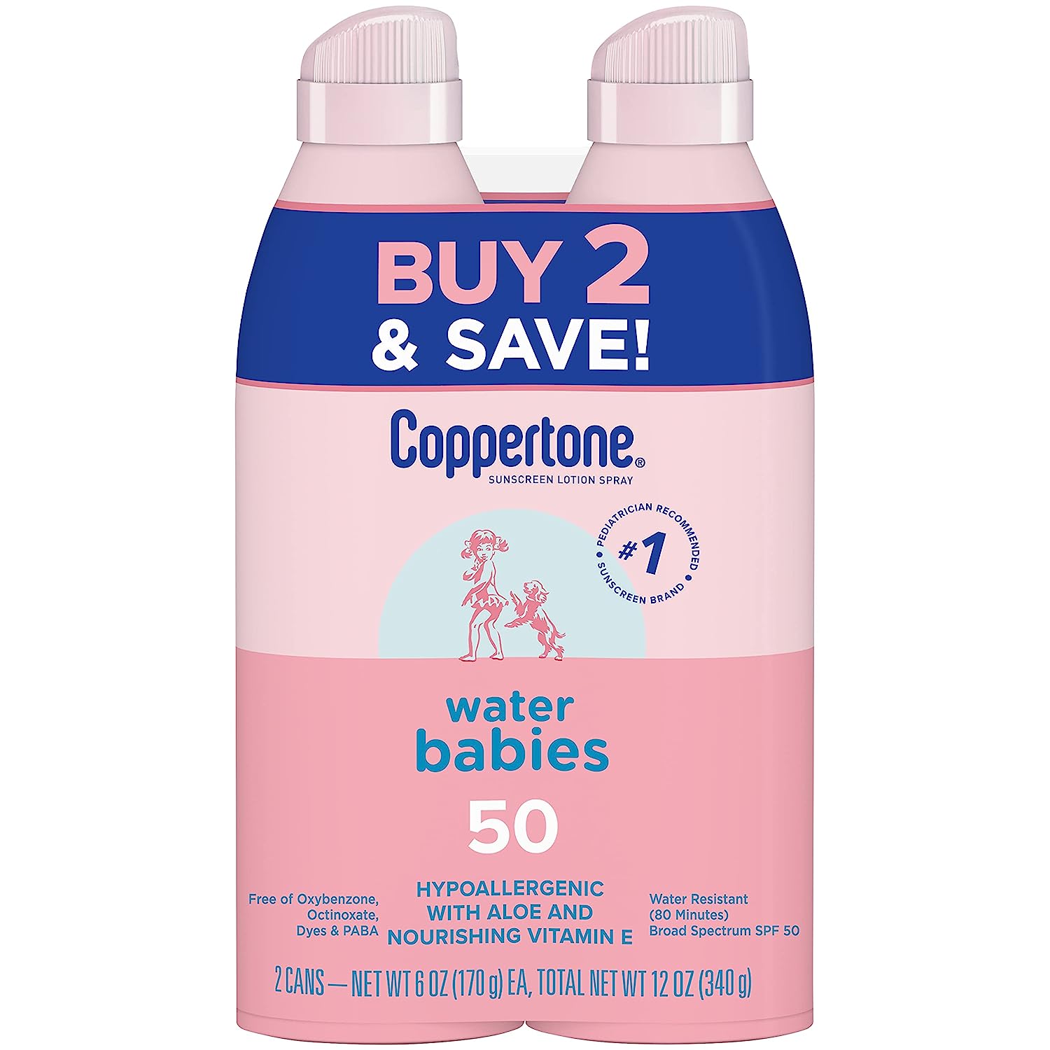 Coppertone Water Babies Sunscreen Lotion Spray SPF 50, [...]