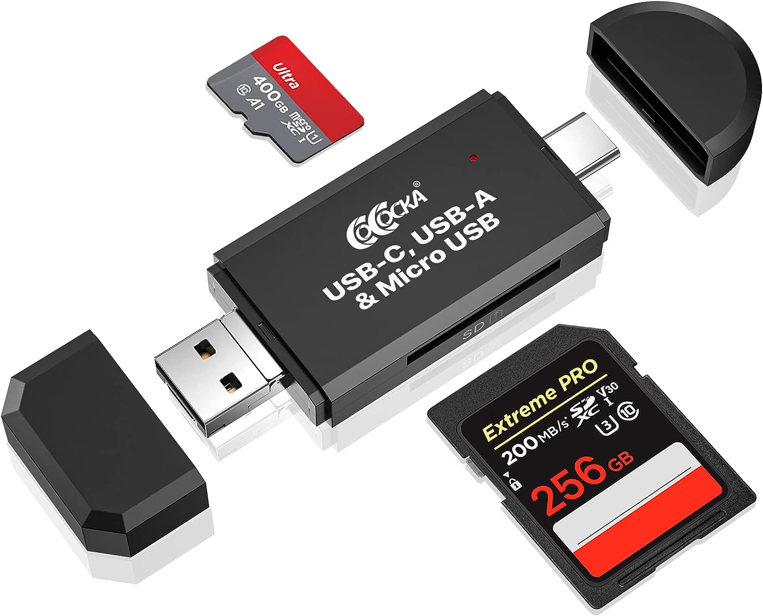 COCOCKA Micro SD Card Reader, 3 in 1 USB-C USB-A Micro [...]