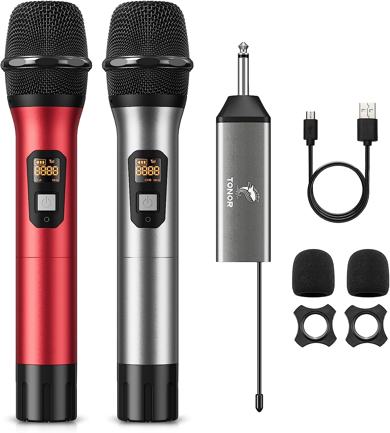 TONOR Wireless Microphone, Metal Cordless Mic with [...]