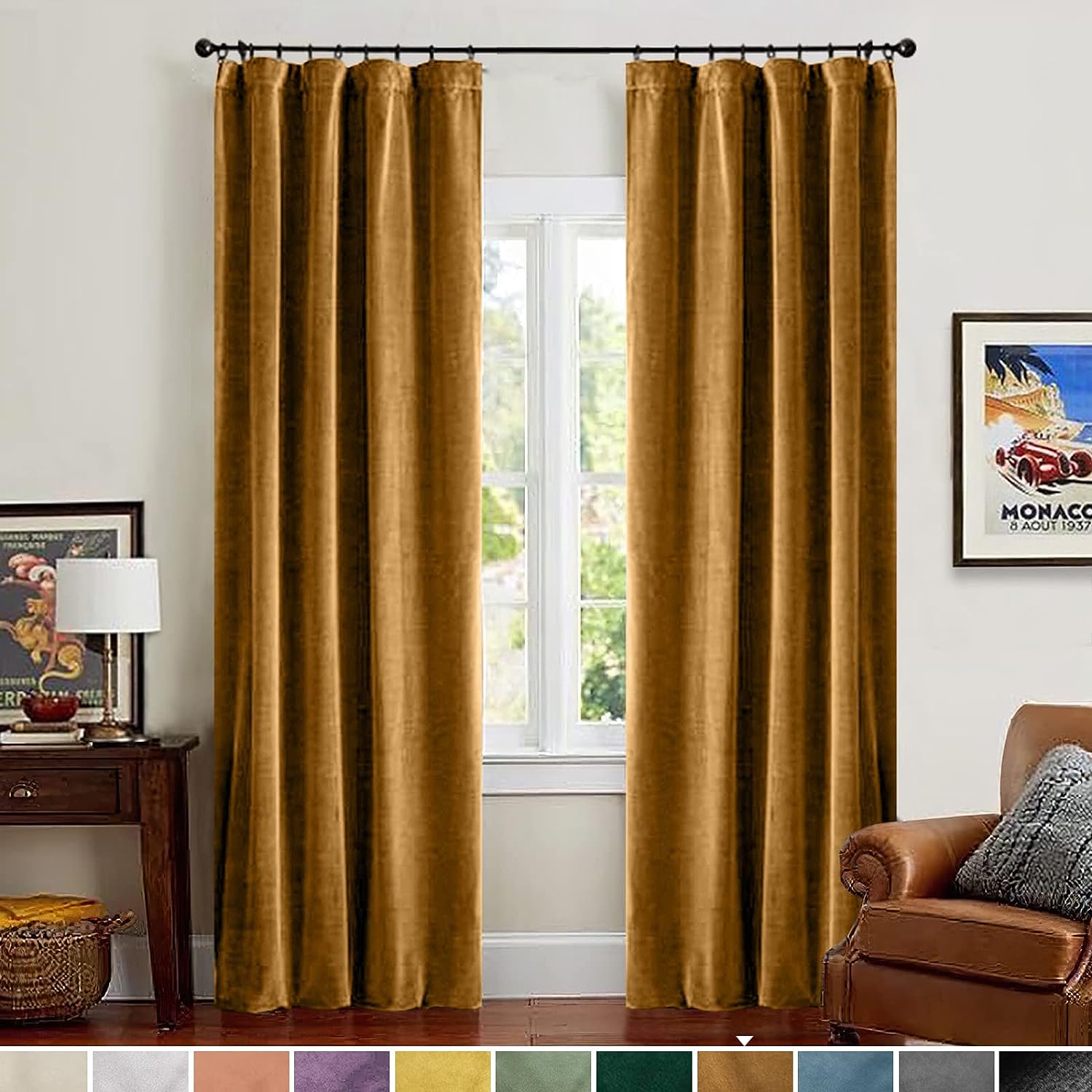 Lazzzy Gold Velvet Blackout Curtain Thermal Insulated [...]