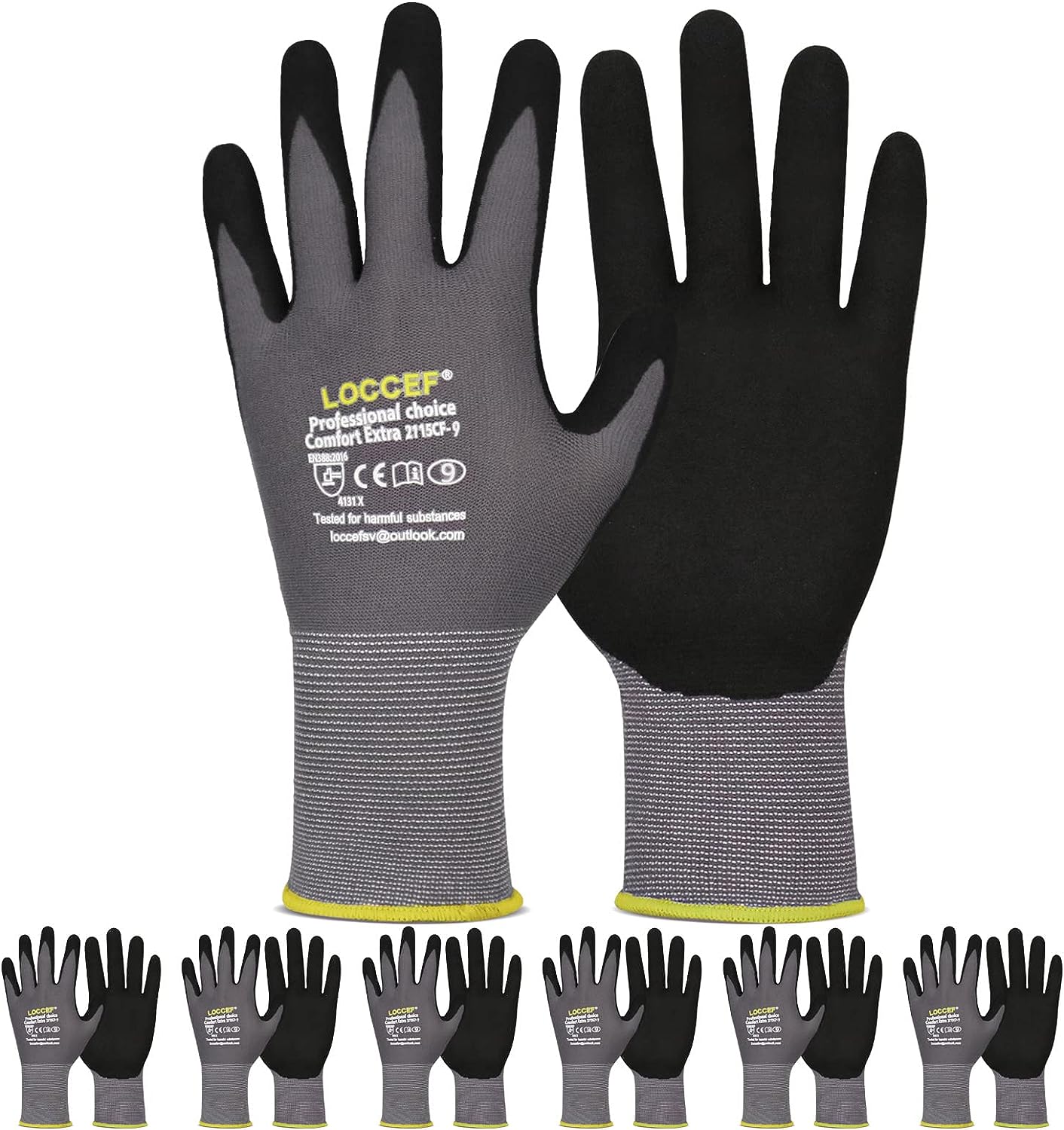 LOCCEF Work Gloves MicroFoam Nitrile Coated-6 [...]